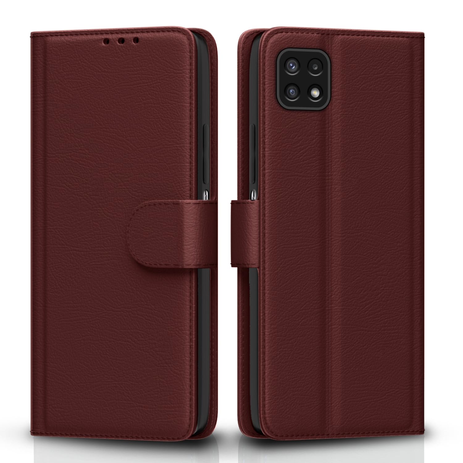 Brown wallet flip cover for Samsung F42/A22 5G – Pikkme