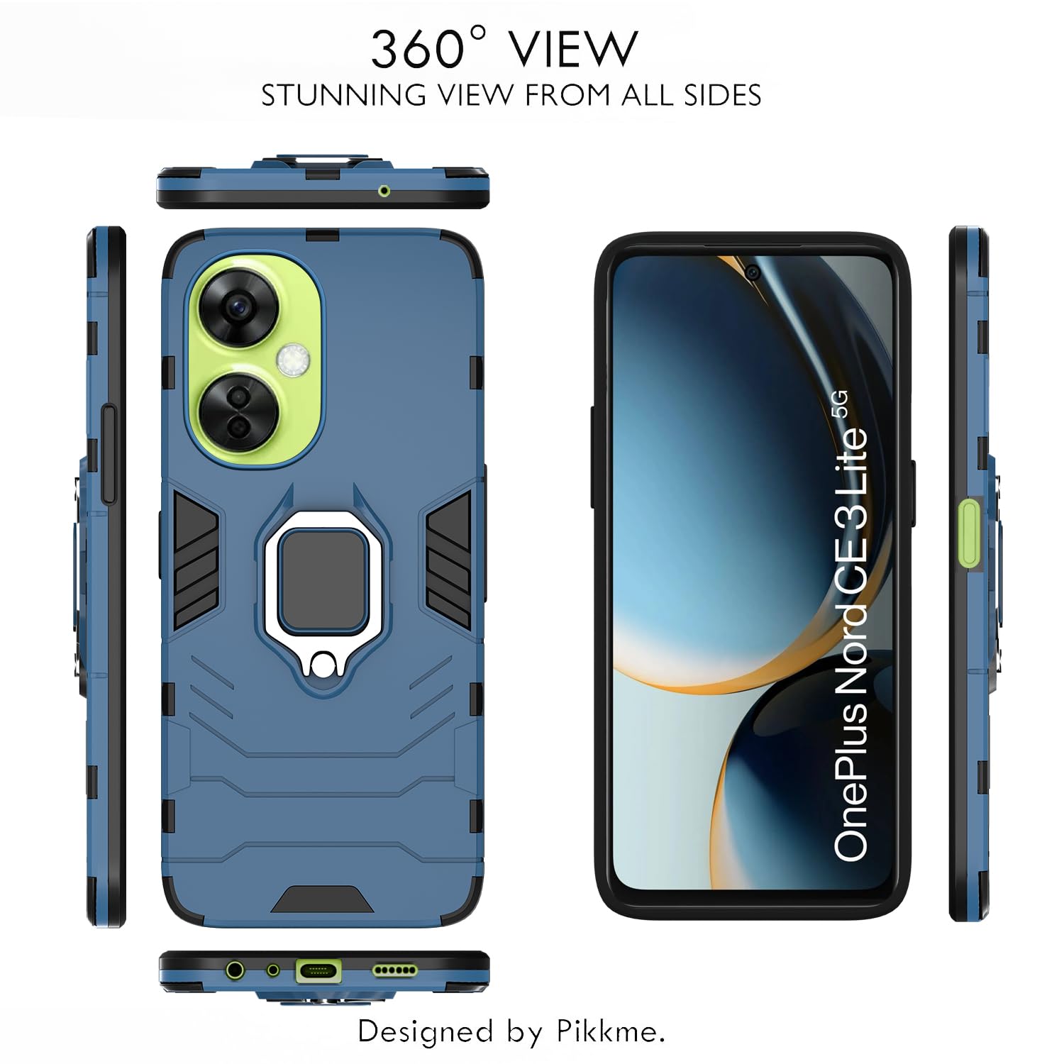 Pikkme OnePlus Nord CE 3 Lite 5G D5 Tough Armor Back Cover | Blue