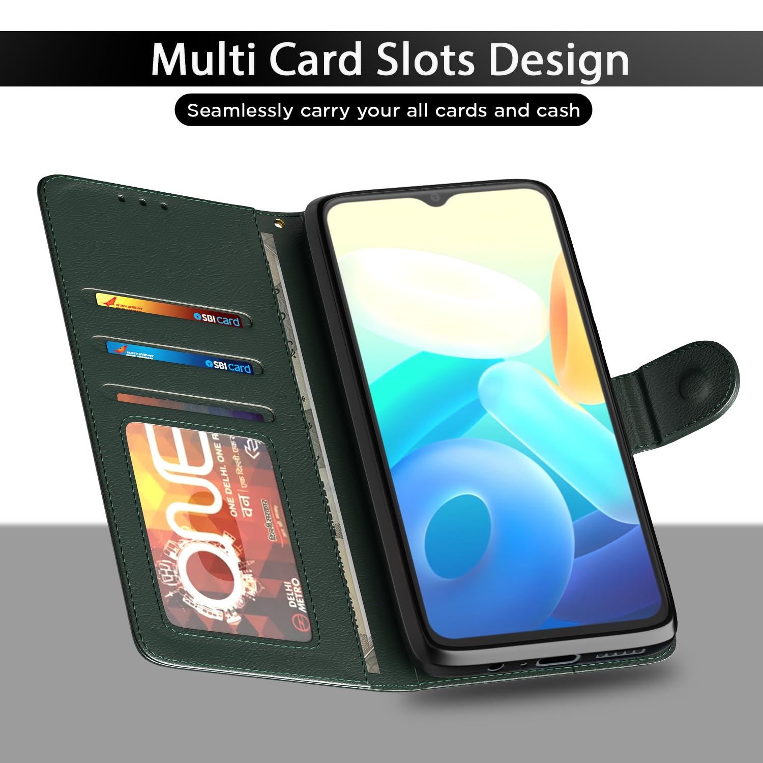 Vivo Y16 mobile flip cover in green by Pikkme – photo 5