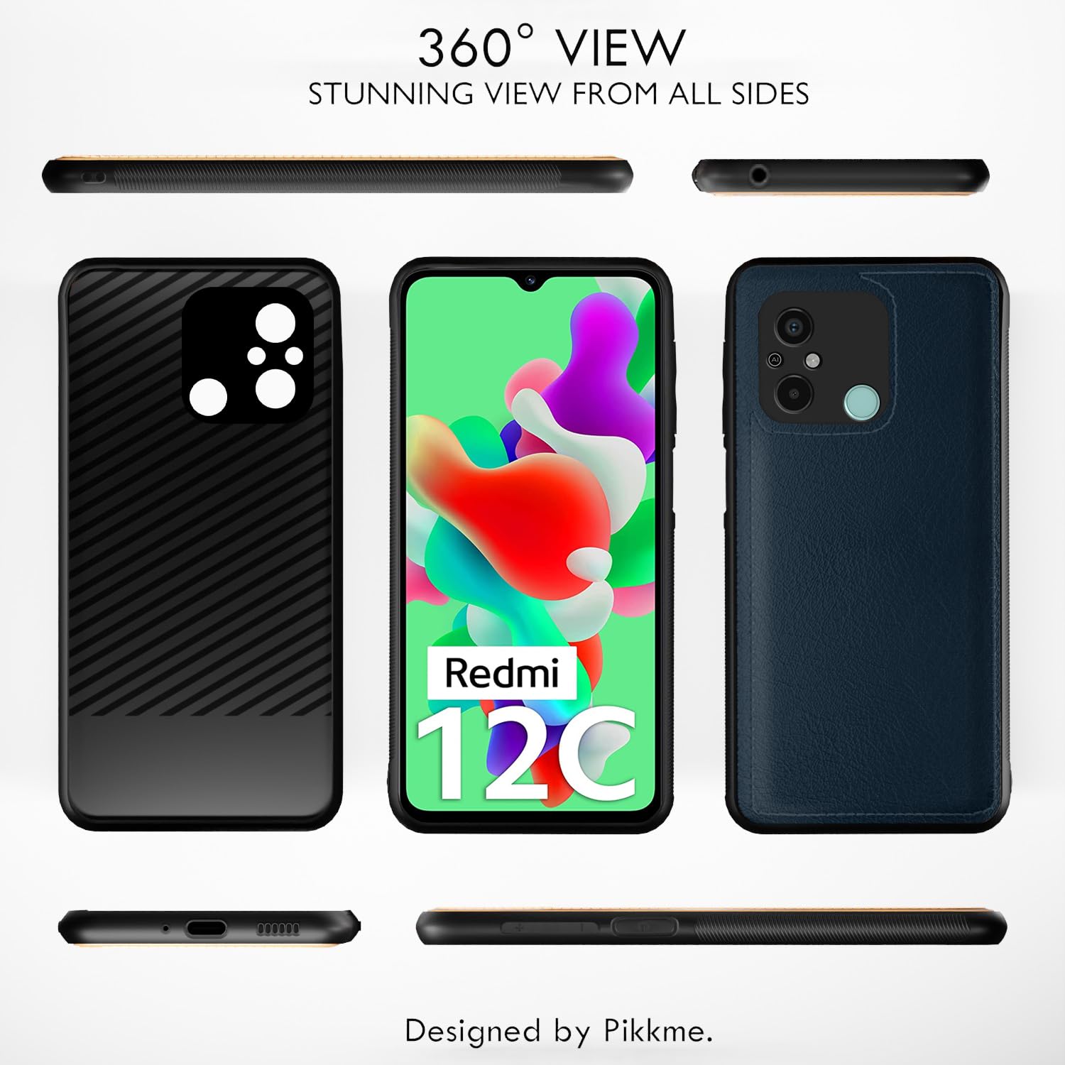 Blue Leather back cover for Redmi 12C/Poco C55 – Pikkme – photo 3