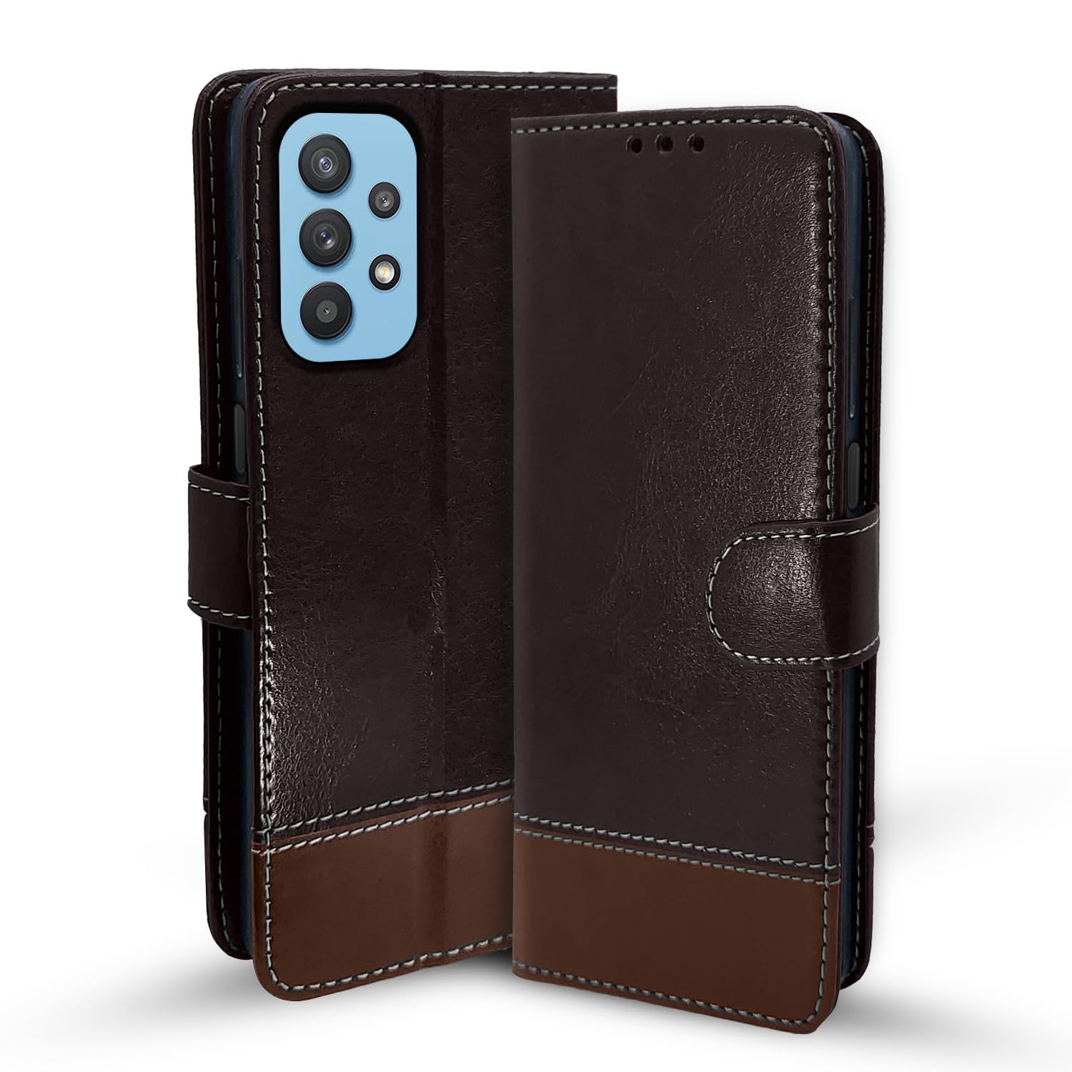 Coffee & brown Magnetic wallet flip cover for Samsung M32 5G – Pikkme