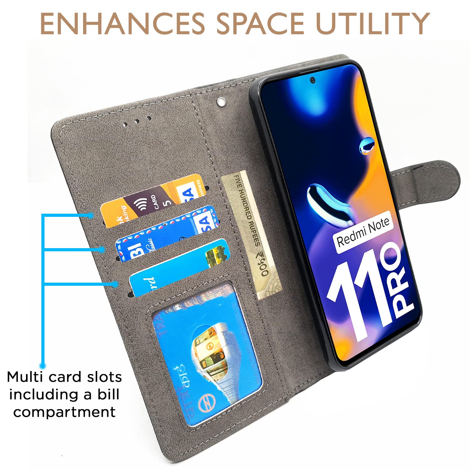 Pikkme black Wallet flip cover for Redmi Note 11 Pro/Note 11 Pro Max – photo 2