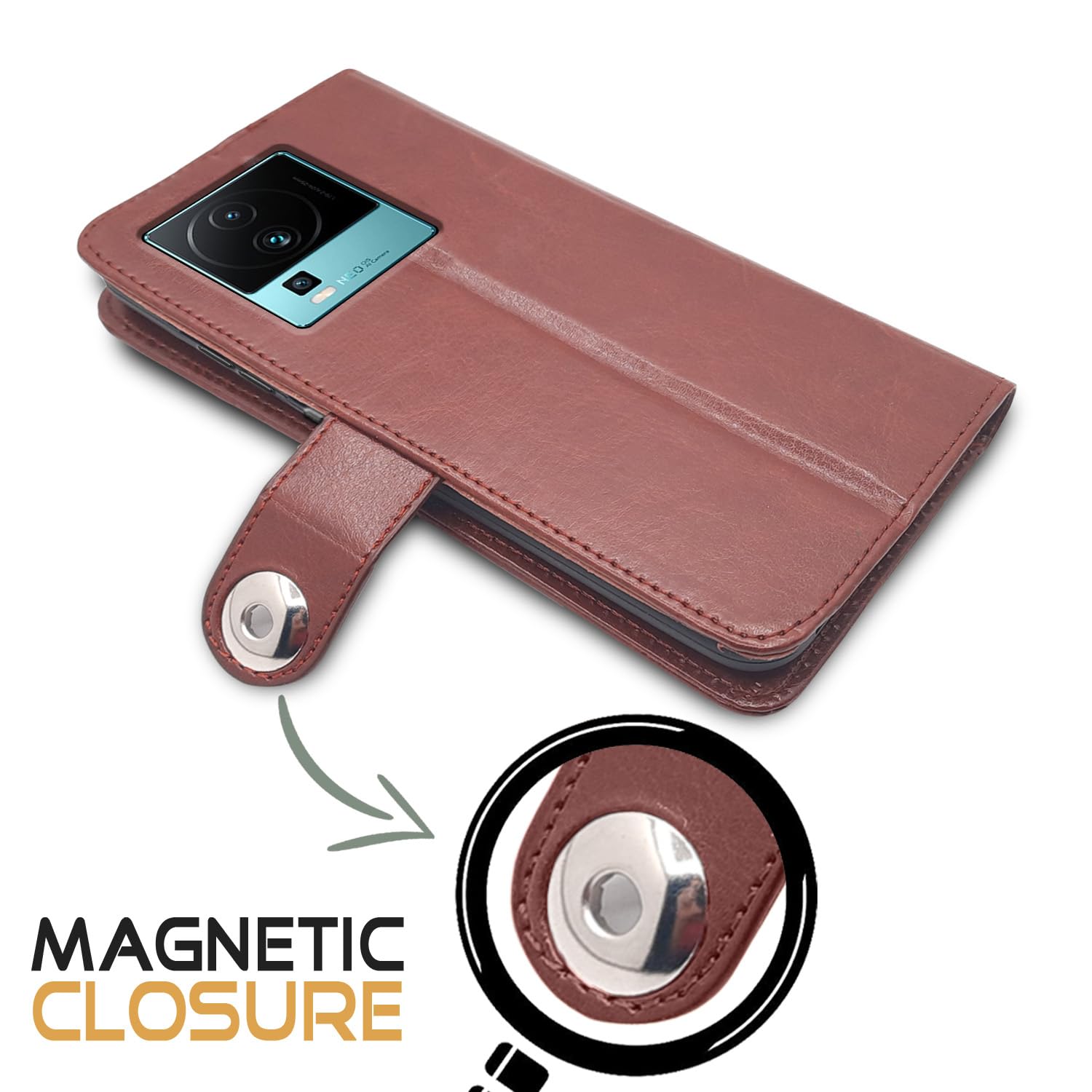 iQOO Neo 7 Pro 5G flip case in brown by Pikkme – photo 4