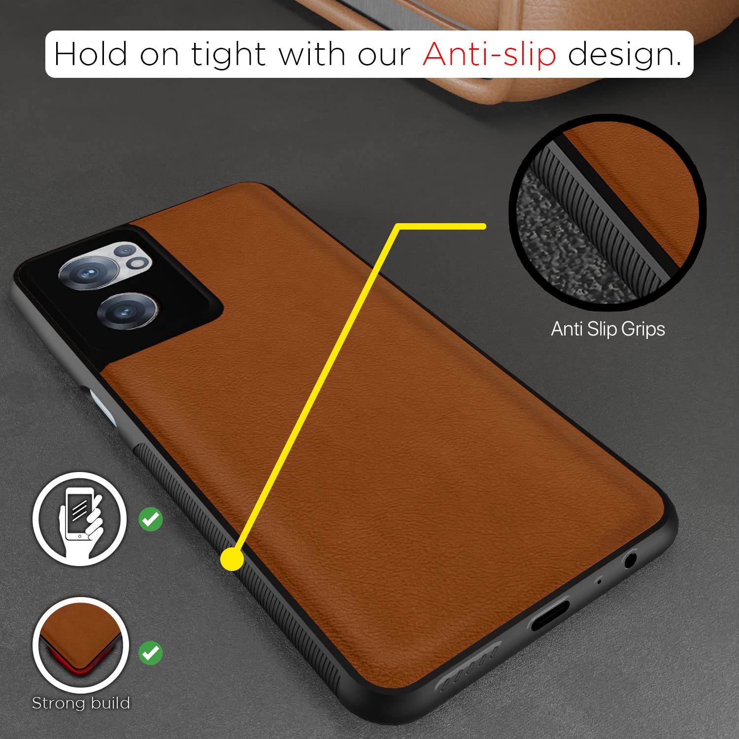 Pikkme camel Leather mobile back cover for OnePlus Nord CE 2 5G – photo 2