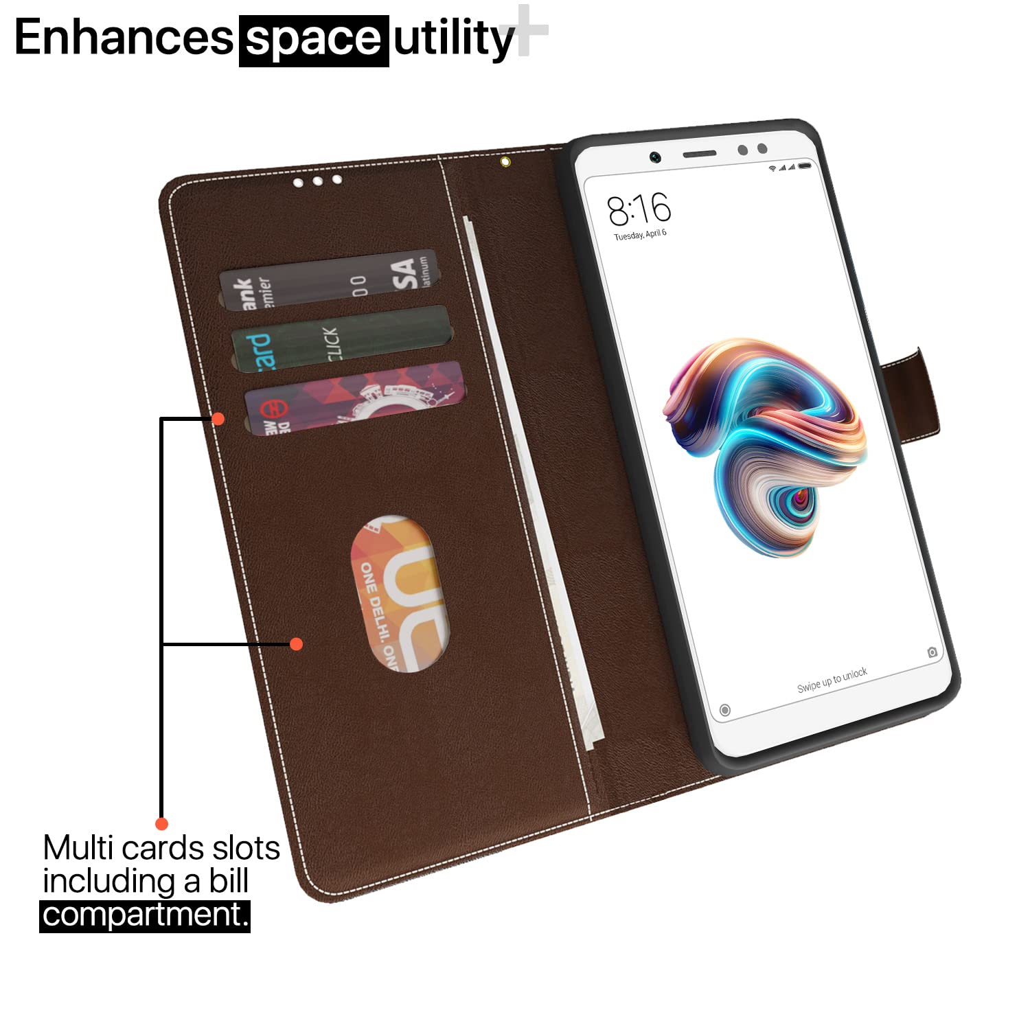 Brown & coffee Magnetic flip case for Redmi Note 5 Pro – Pikkme – photo 2