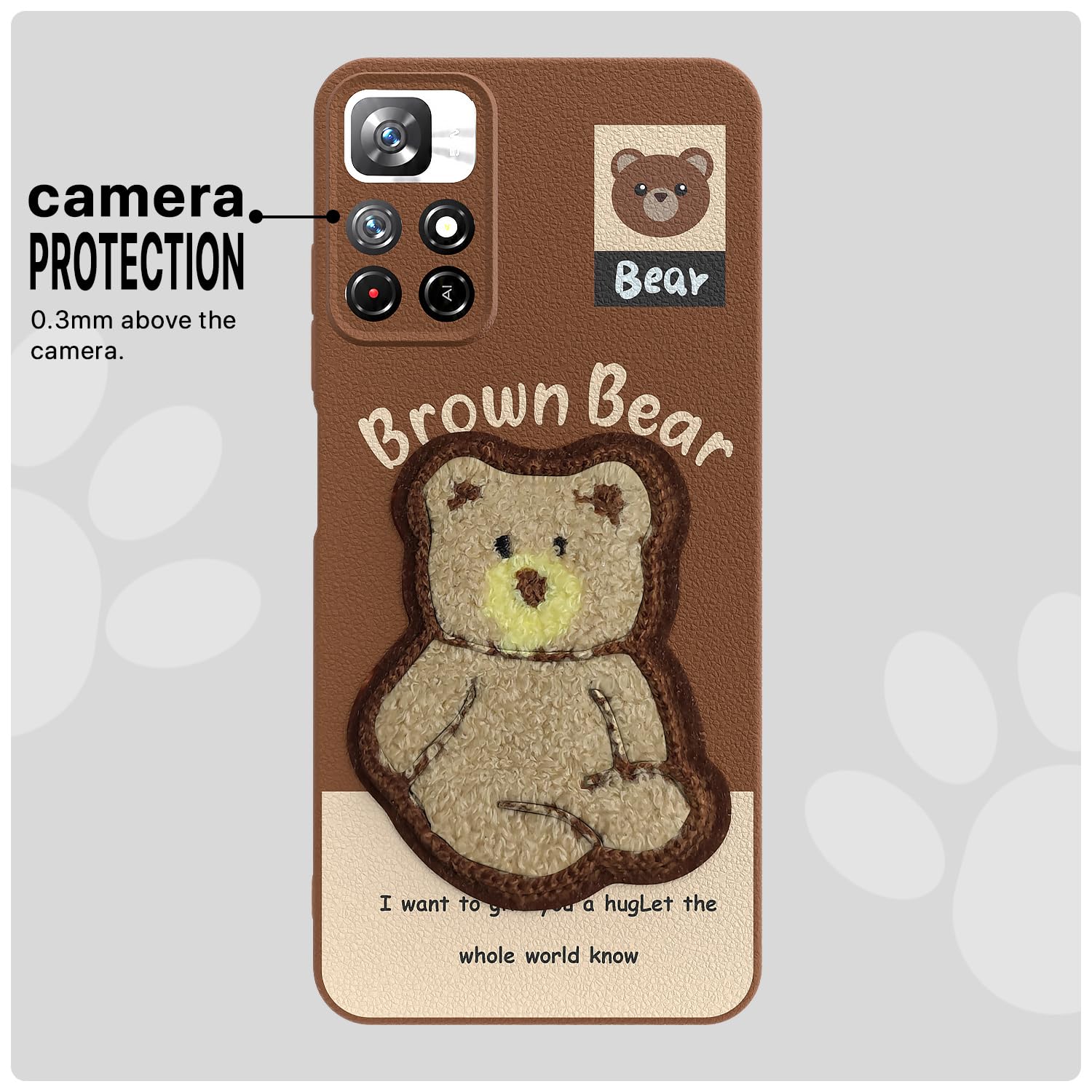 Brown Plush Patch mobile cover for Redmi Note 11T/Poco M4 Pro 5G – Pikkme – photo 6