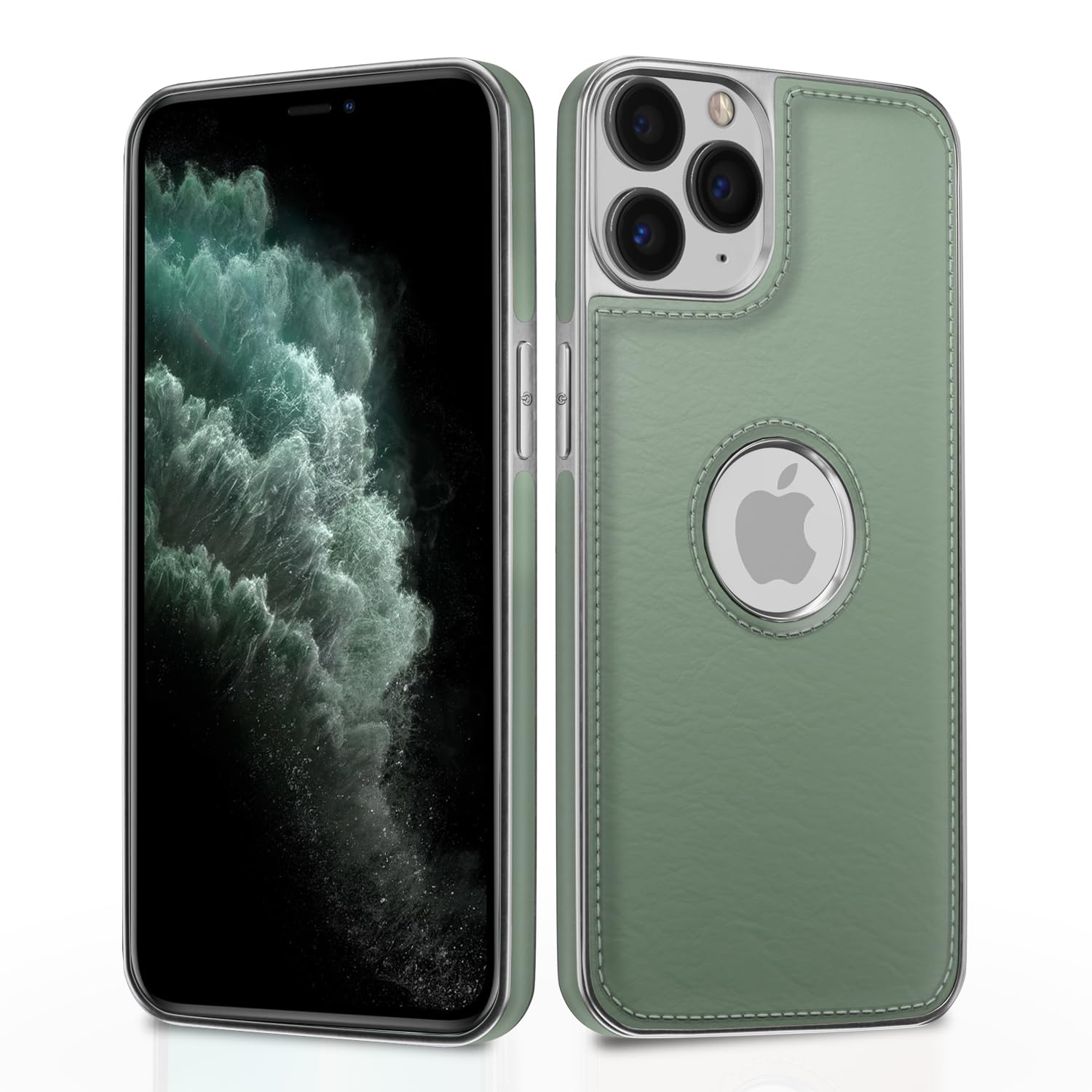 iPhone 11 Pro Max Chrome Leather Back Cover -Green