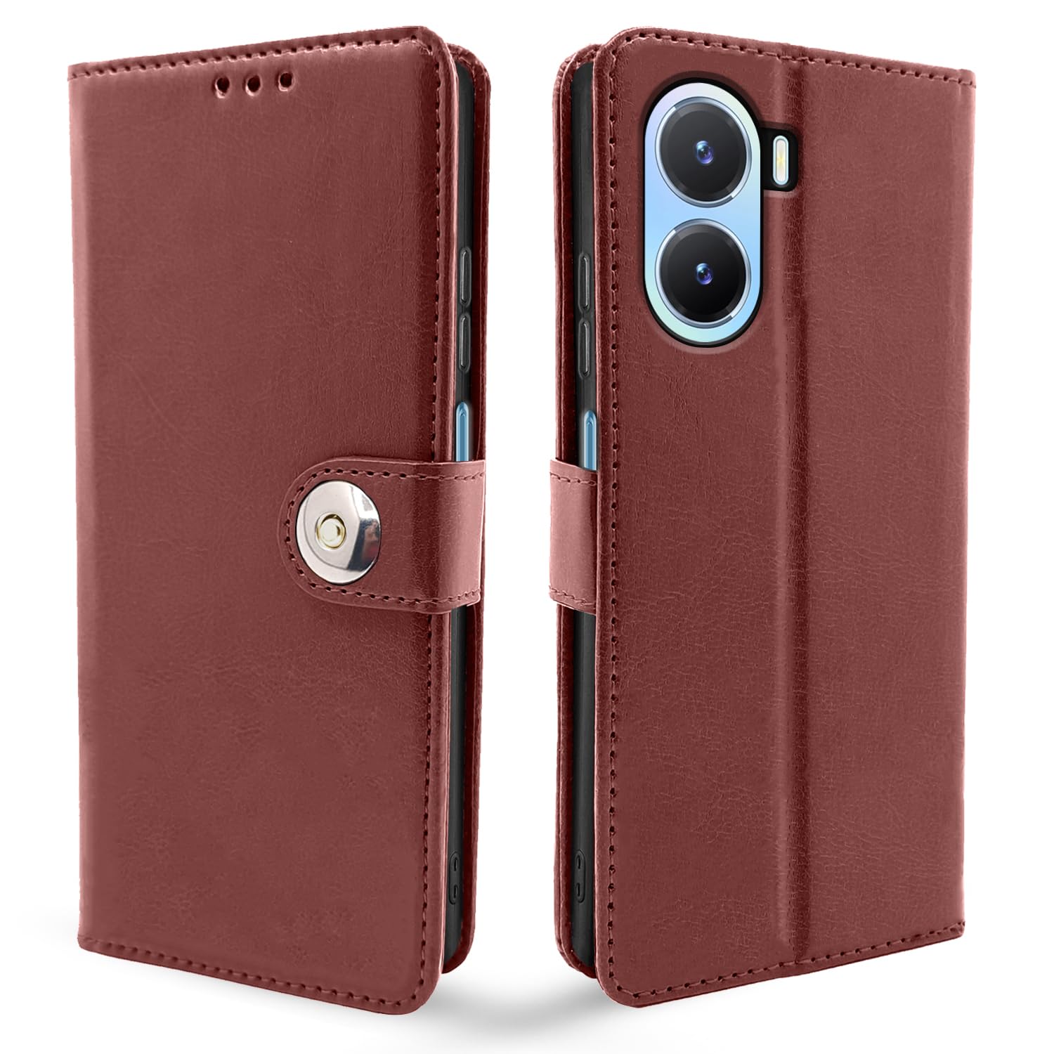 Vivo T2X/Y16/Y56 5G mobile flip cover in brown by Pikkme