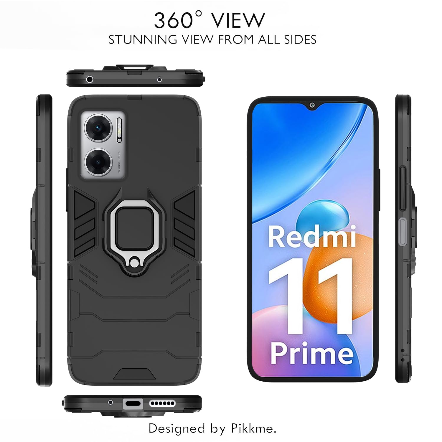 Pikkme Redmi 11 Prime 5G black mobile back cover – photo 3