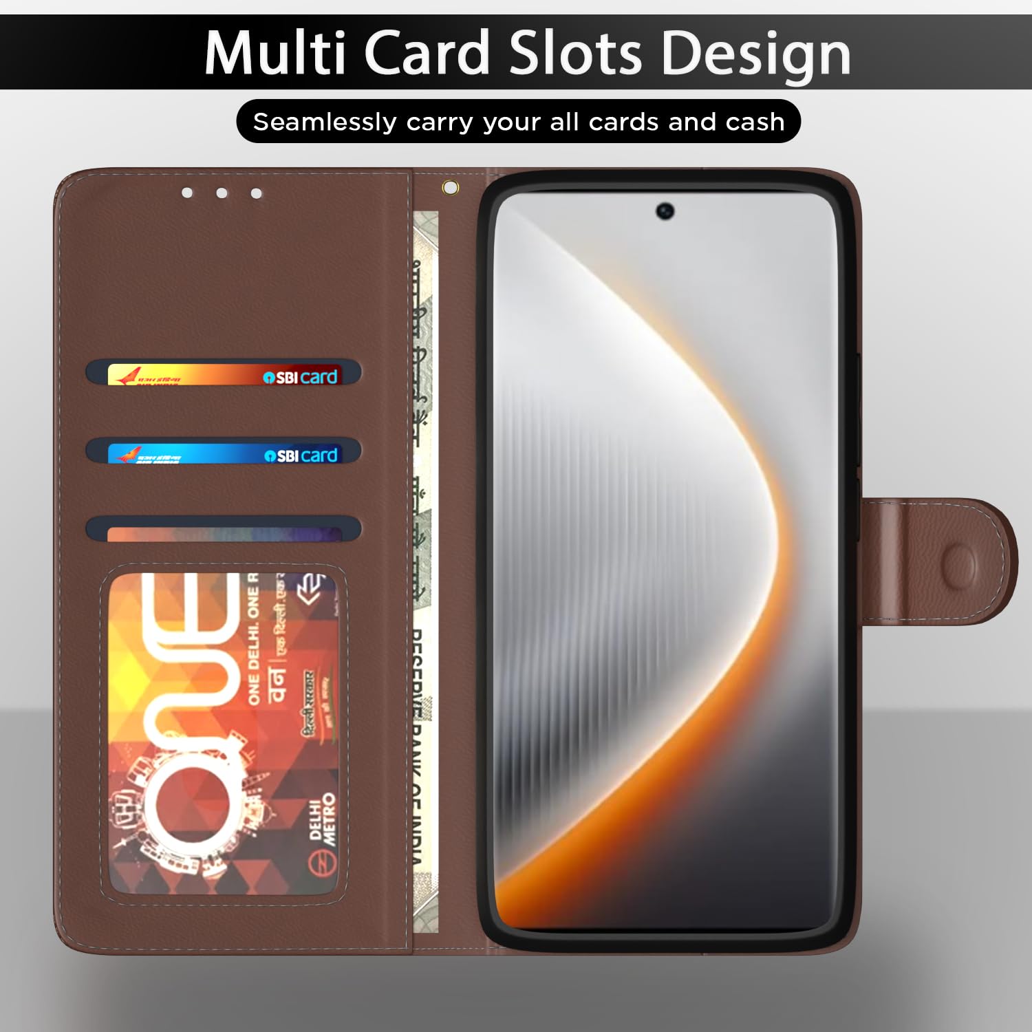 Tecno Pova Wallet flip cover in tan by Pikkme – photo 5
