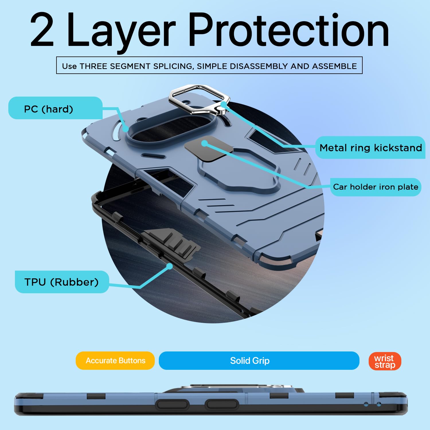 Pikkme Nothing Phone 3a 5G D5 Tough Armor Bumper Case (Blue)