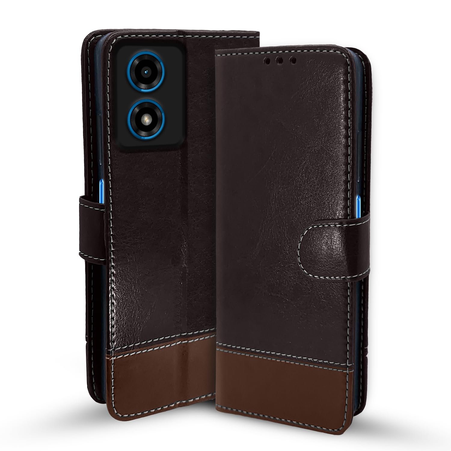 Pikkme coffee & brown mobile flip cover for Moto G04