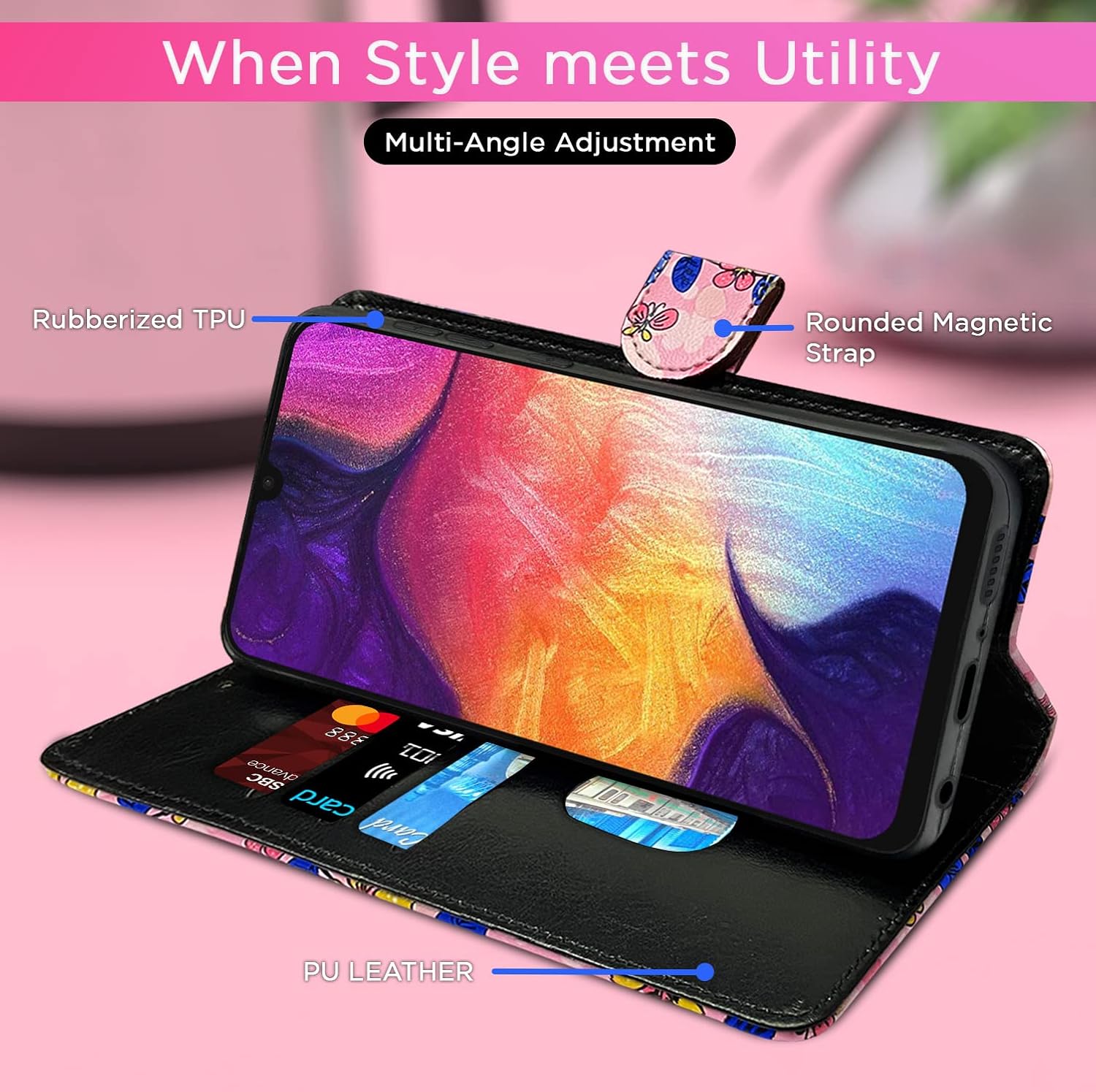 Pikkme Samsung Galaxy A50 / A50s / A30s Flower Flip Cover (Pink)