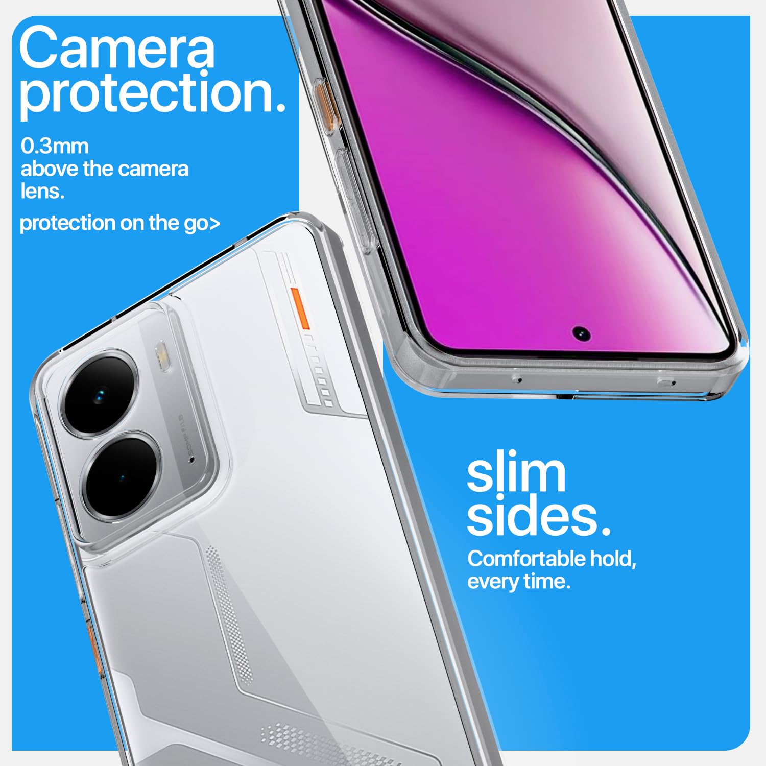 Pikkme Realme P3 5G Crystal Clear Hard Back PC + TPU Back Cover (Transparent)