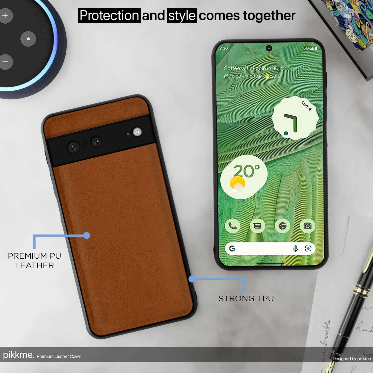 Google Pixel 7 Leather back cover in camel by Pikkme – photo 4