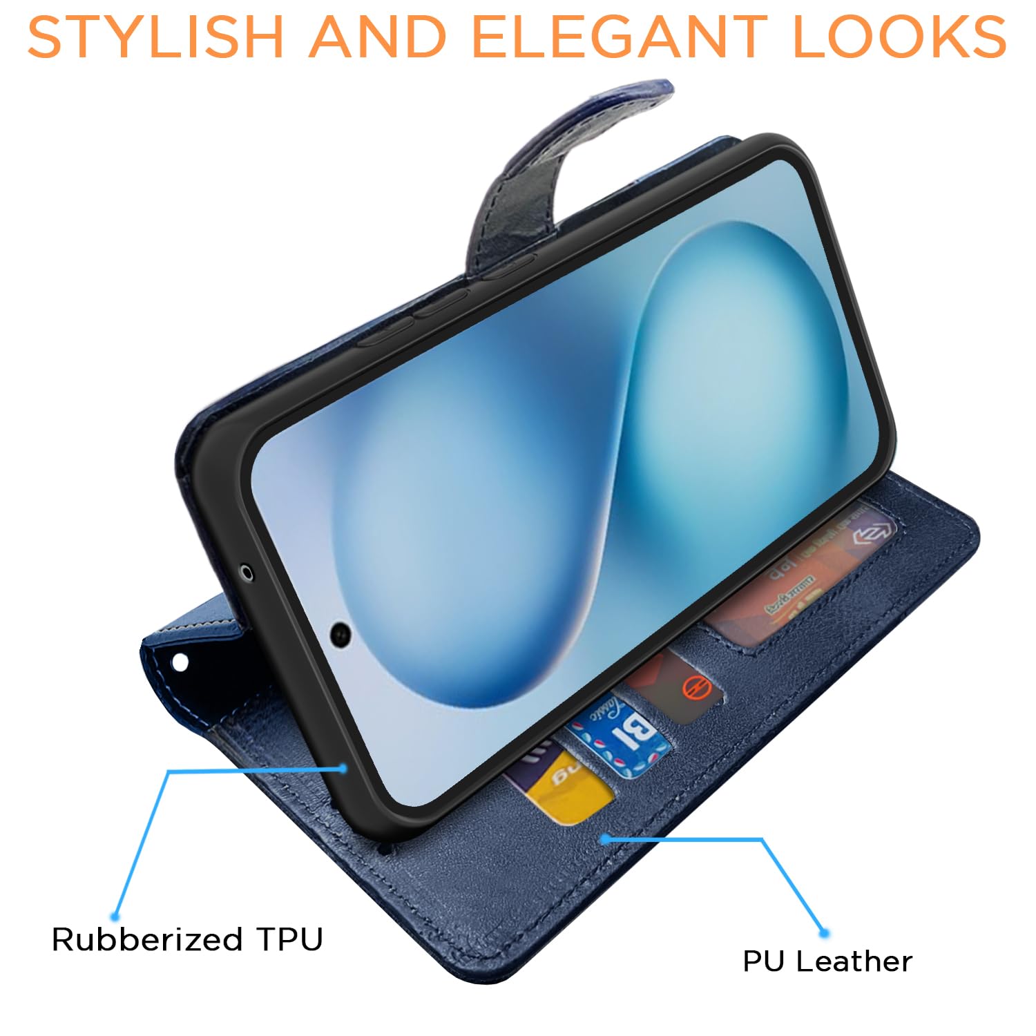 Vivo V60/T4 Pro 5G Magnetic flip cover in navy & light blue by Pikkme – photo 3
