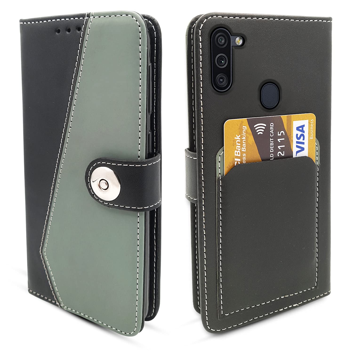 Samsung Galaxy M11 Contrast Flip Cover -Grey