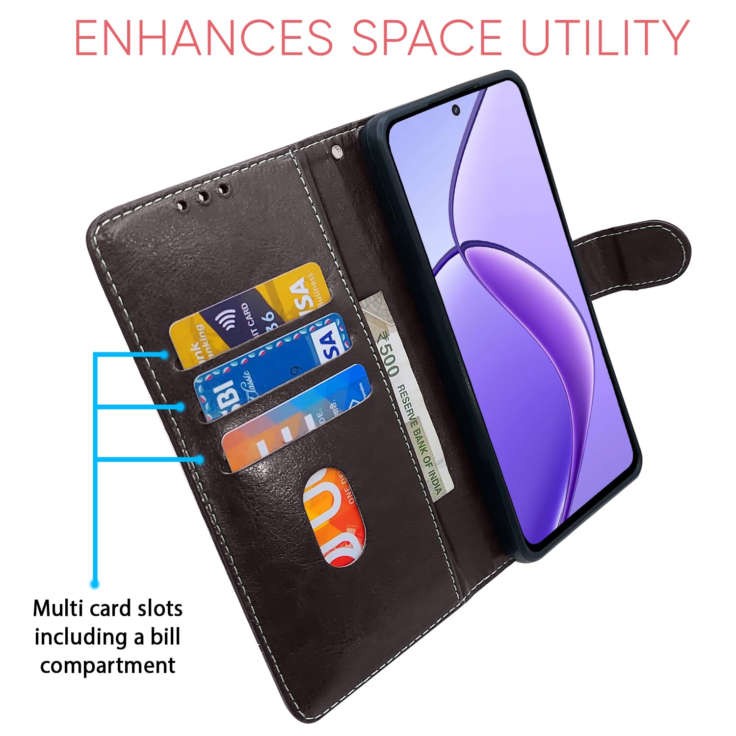 Pikkme Realme 12 5G coffee wallet flip cover – photo 4