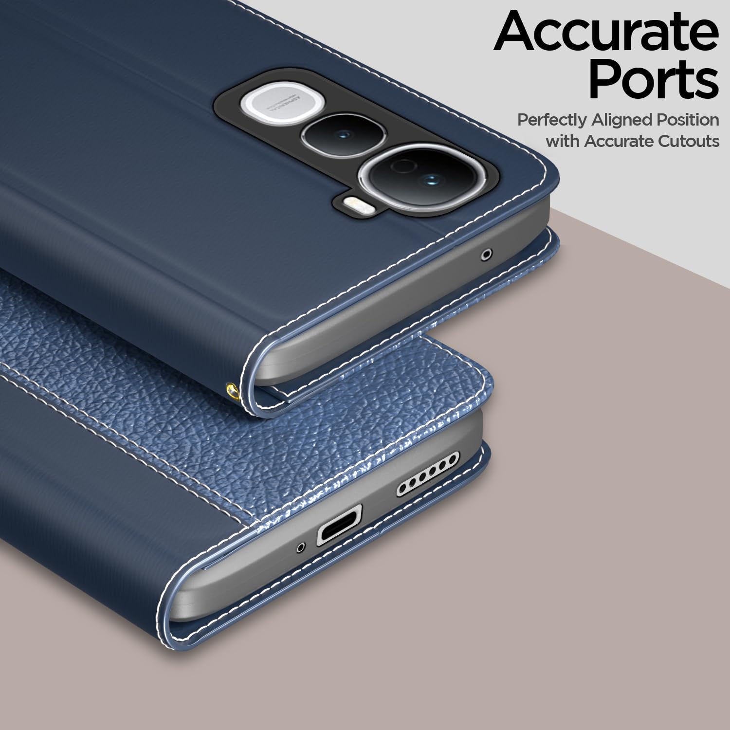 Pikkme Vivo Y400 Pro 5G Contrast Flip Cover (Blue)