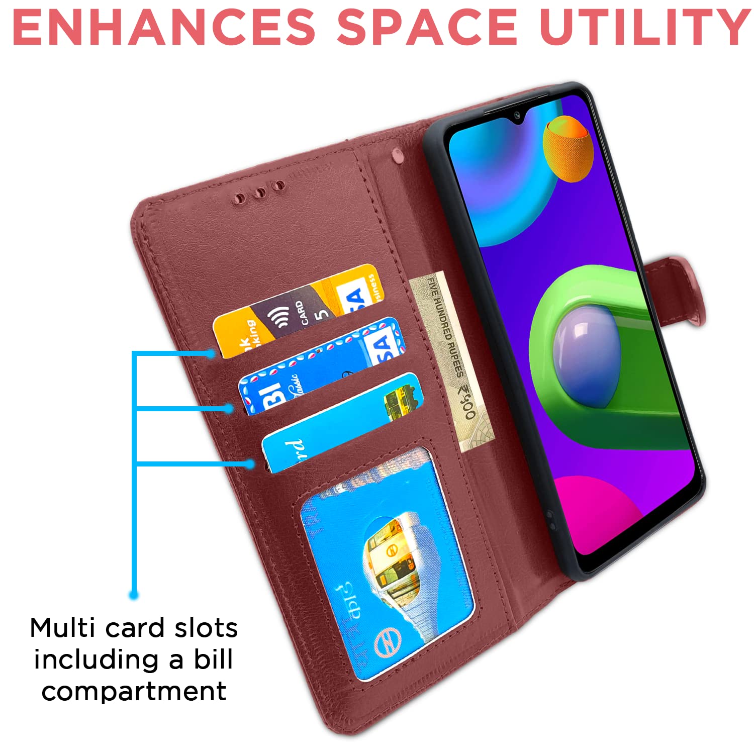 Pikkme Samsung Galaxy M02 Vintage Flip Cover Flip Cover (Brown)