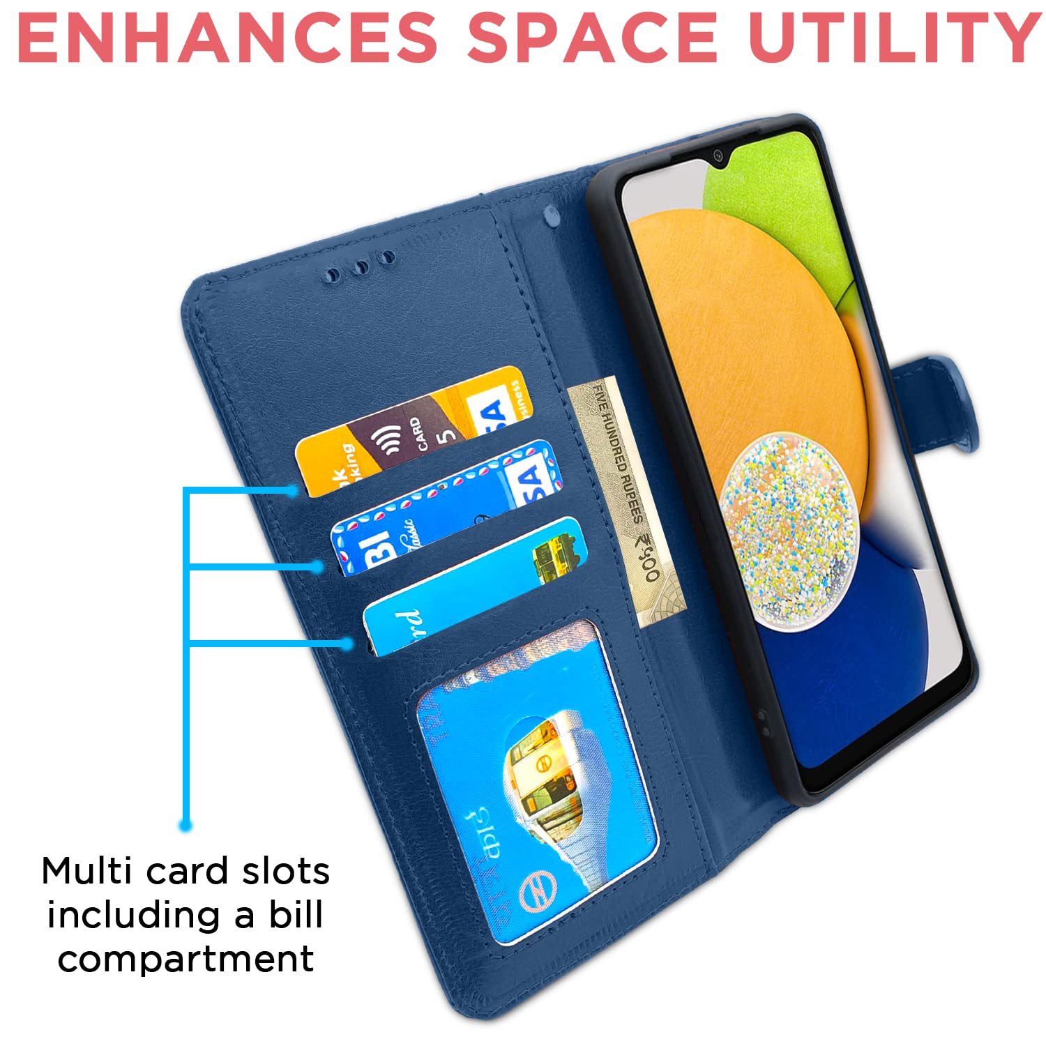Pikkme Samsung Galaxy A03 Vintage Flip Cover (Blue)