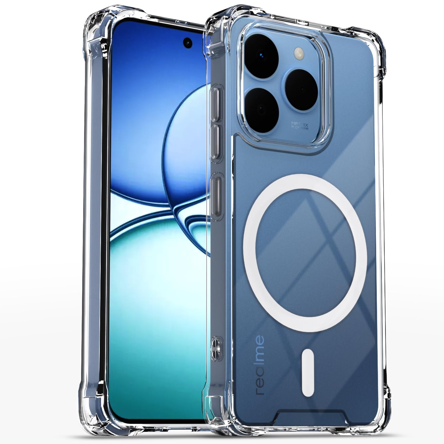 Realme 15T/Narzo 90 5G MagSafe mobile back cover in transparent mag-safe by Pikkme