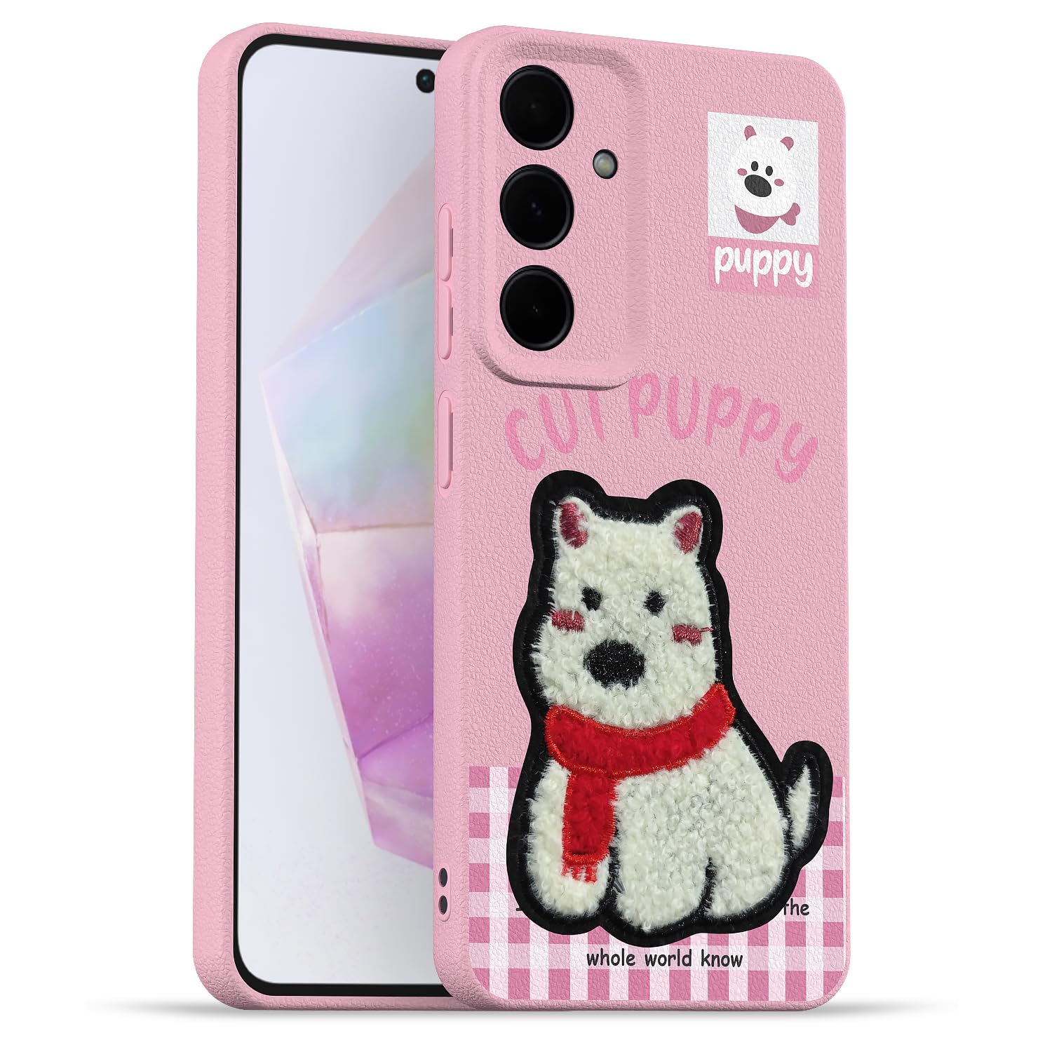 Pikkme Samsung A35 5G Plush Patch pink back cover