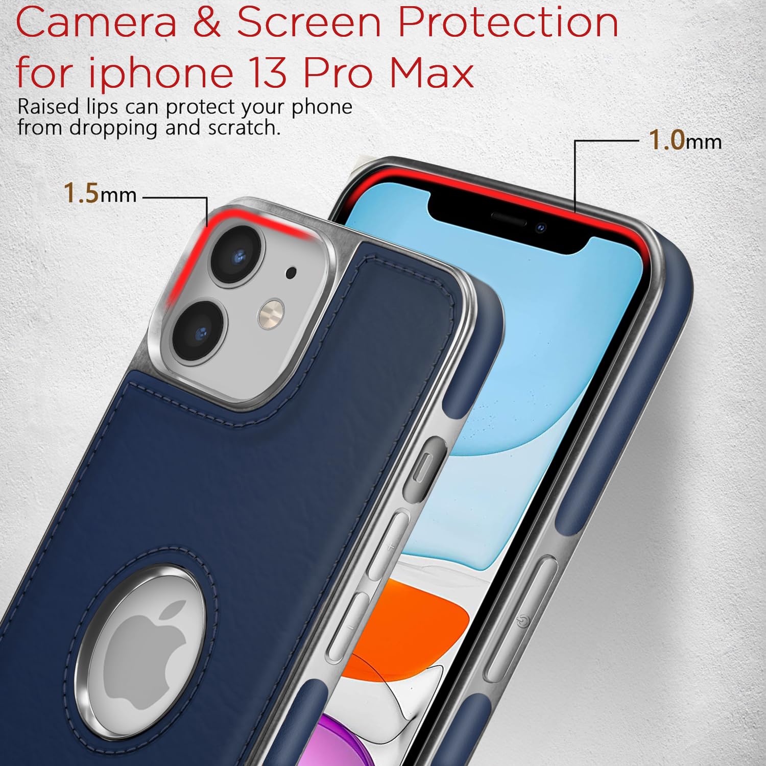 Pikkme iPhone 11 Silver Electroplated Chrome Leather Back Cover (Blue)