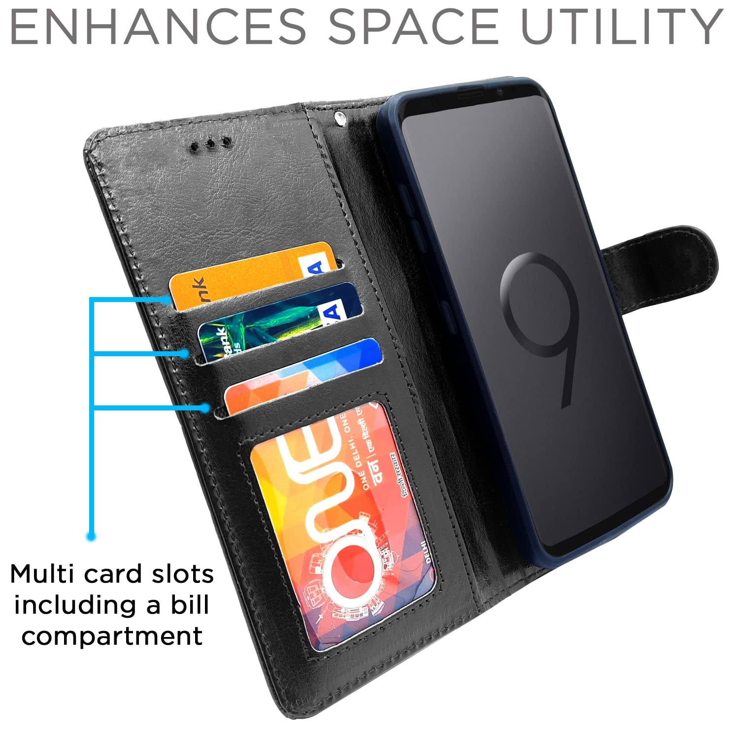 Pikkme black Wallet mobile flip cover for Samsung S9 – photo 3