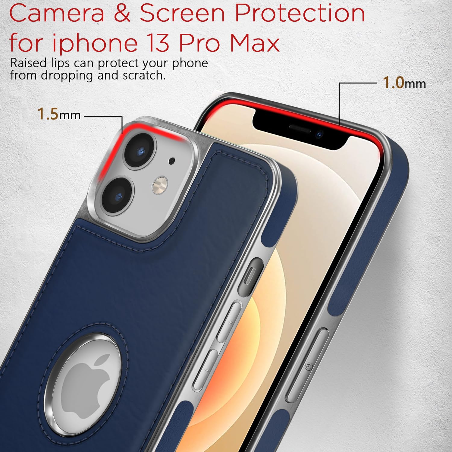 Pikkme iPhone 12 Mini Silver Electroplated Chrome Leather Back Cover (Blue)