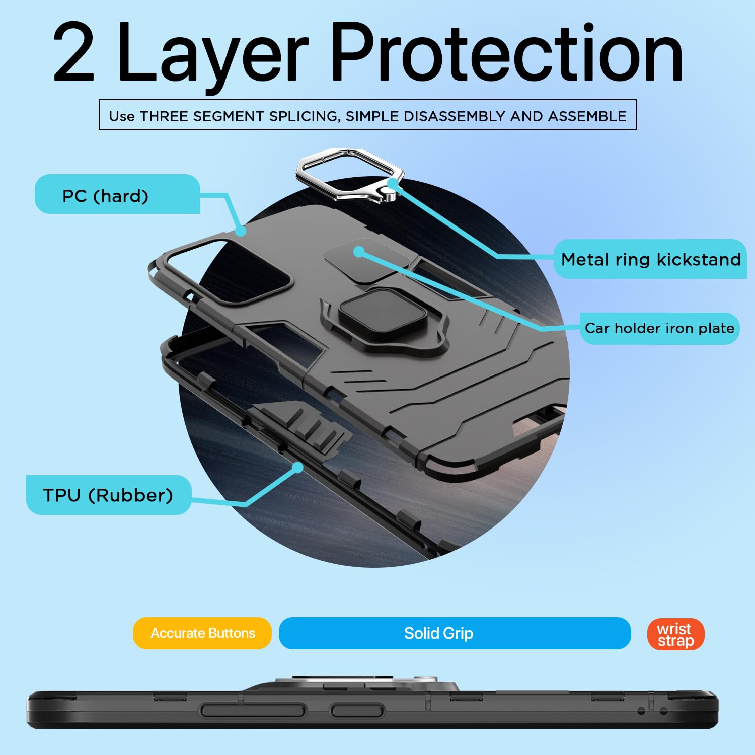 Pikkme black D5 Tough Armor back cover for Samsung A15 5G – photo 4