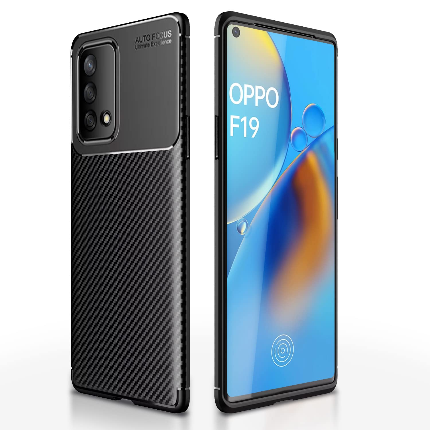 Oppo F19/F19s Carbon back cover in black by Pikkme