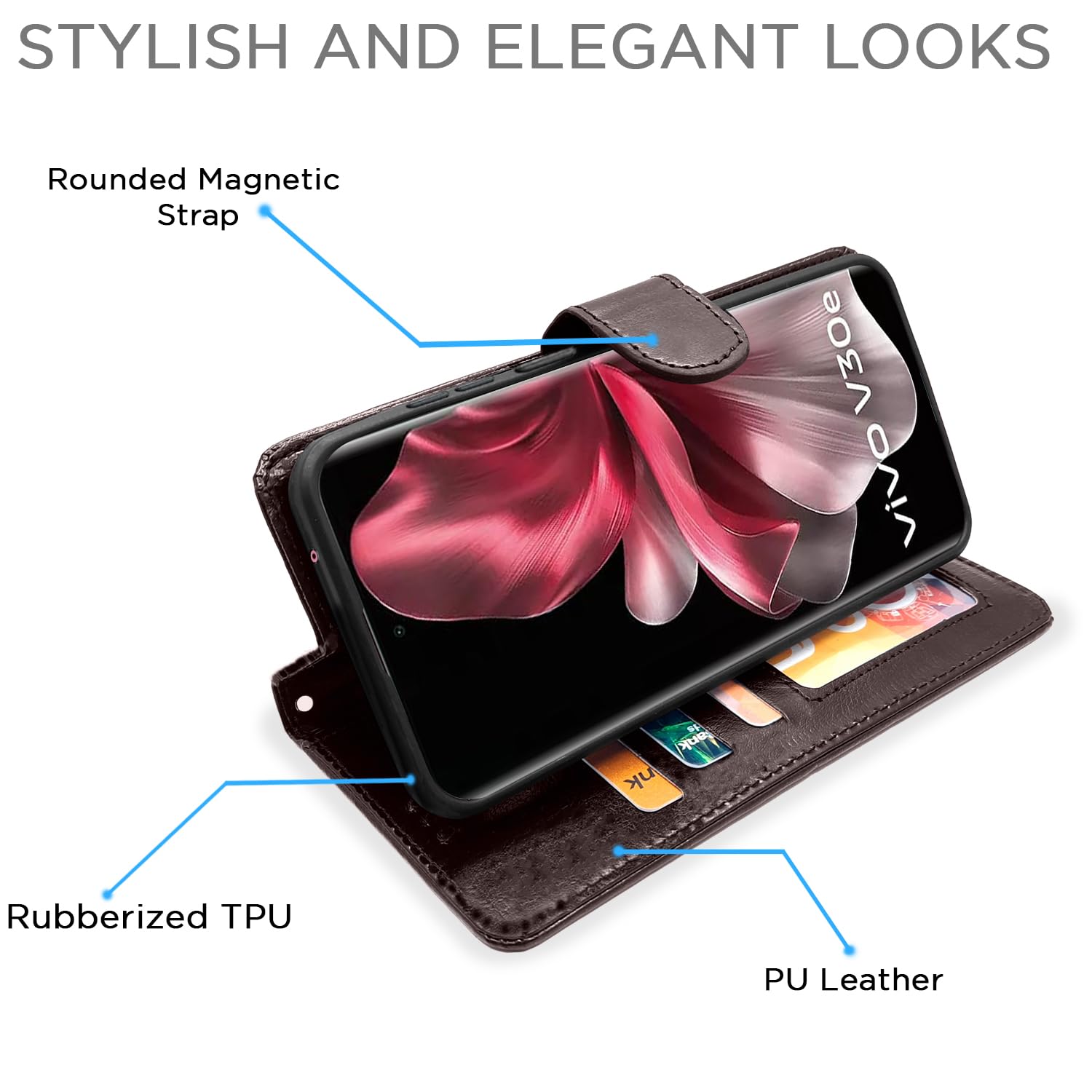 Pikkme Vivo V30e 5G Vintage Flip Cover | Coffee