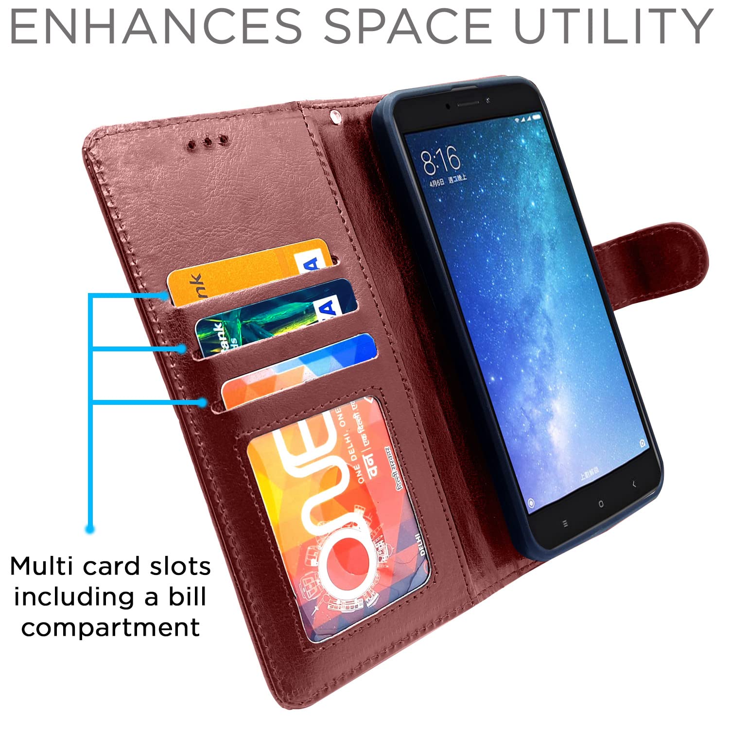 Pikkme Mi Max 2 brown flip case – photo 3