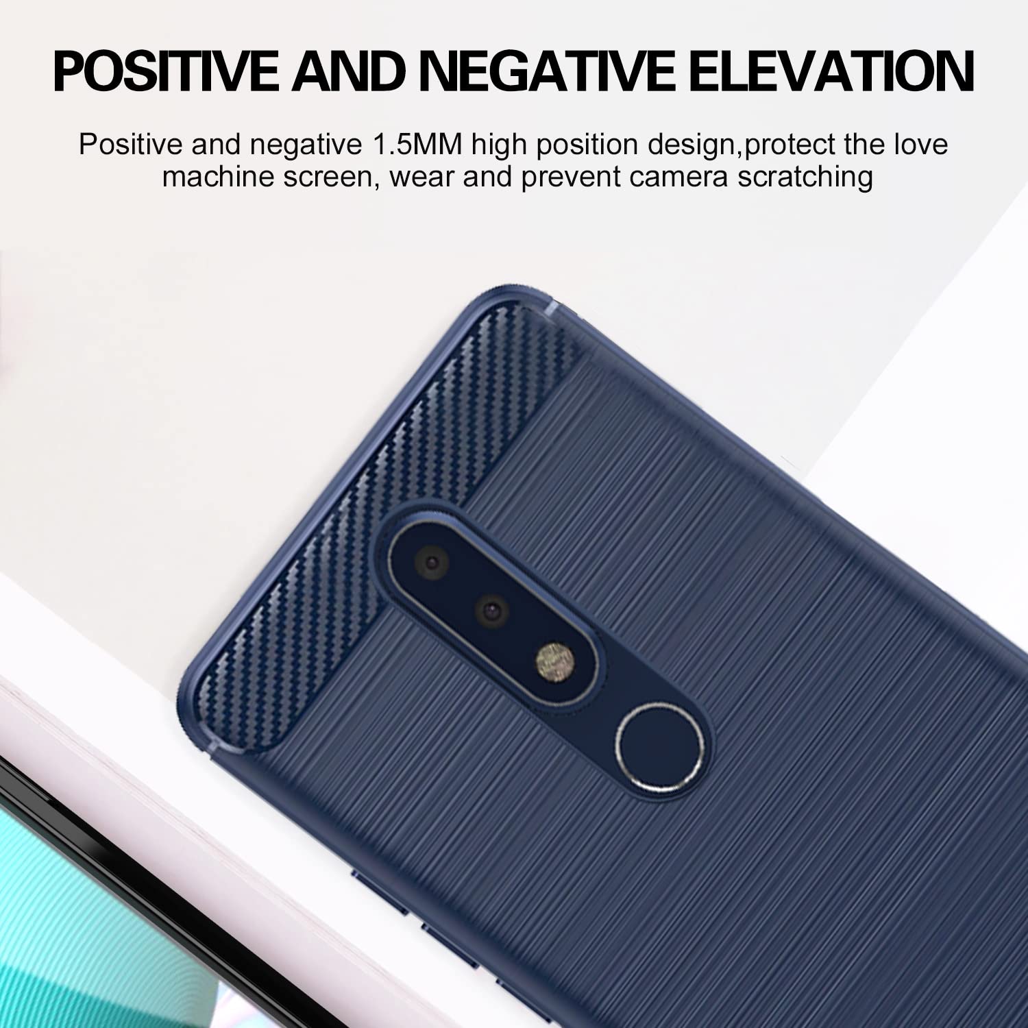 Pikkme Nokia 6.1 Plus Hybrid Carbon Fiber Back Cover | Blue