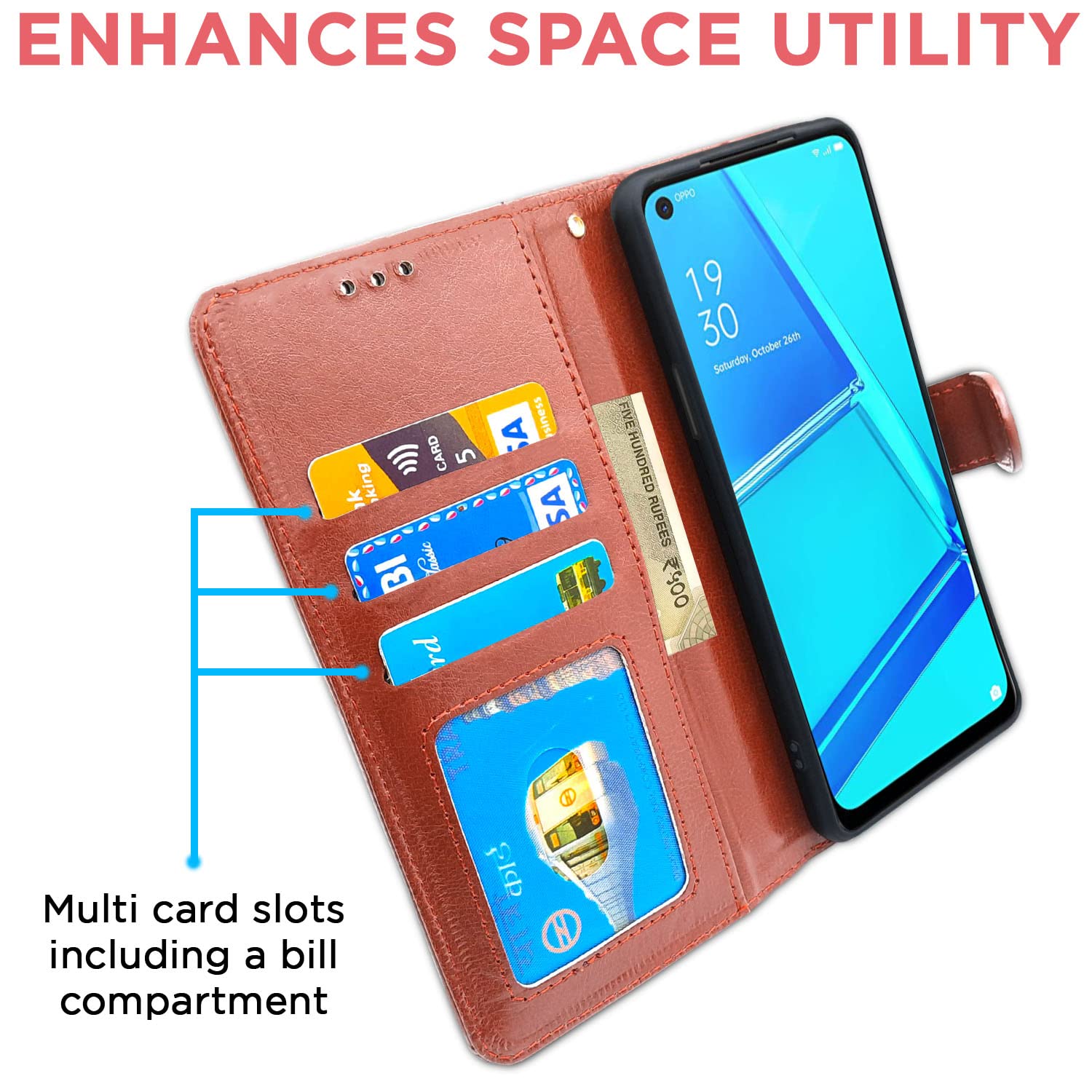 Pikkme brown Wallet flip cover for Oppo A52 – photo 3