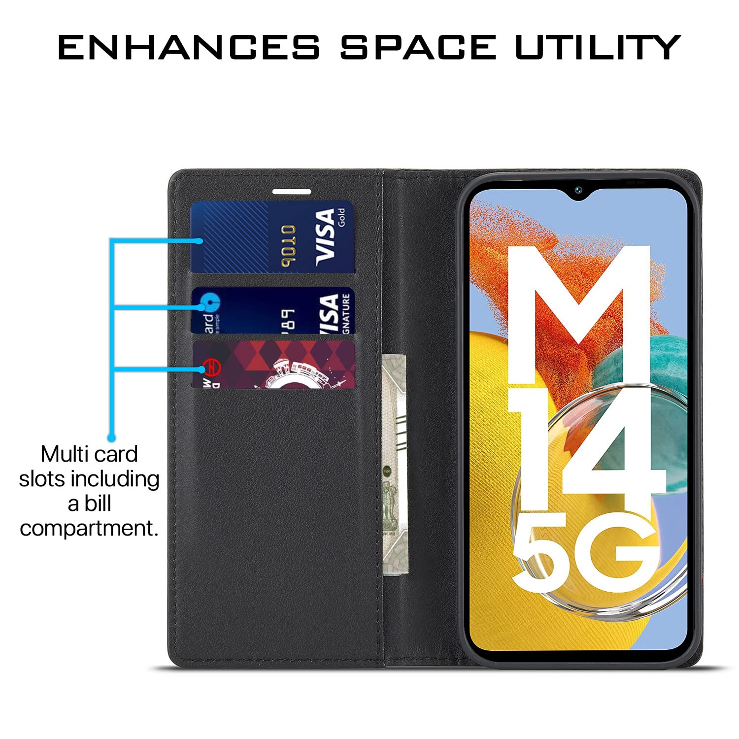Pikkme Samsung M14 5G Wallet black wallet flip cover – photo 3