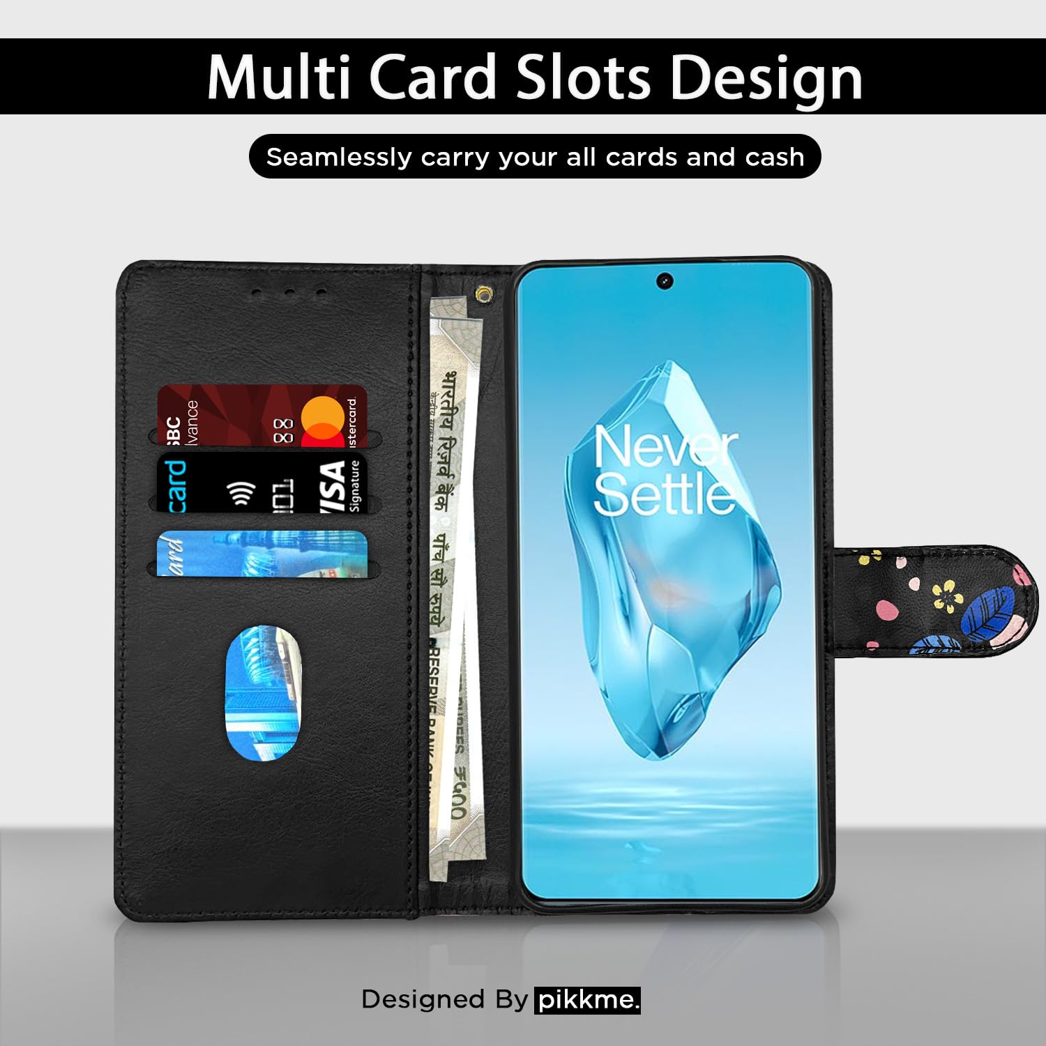Pikkme OnePlus 12R 5G black wallet flip cover – photo 2