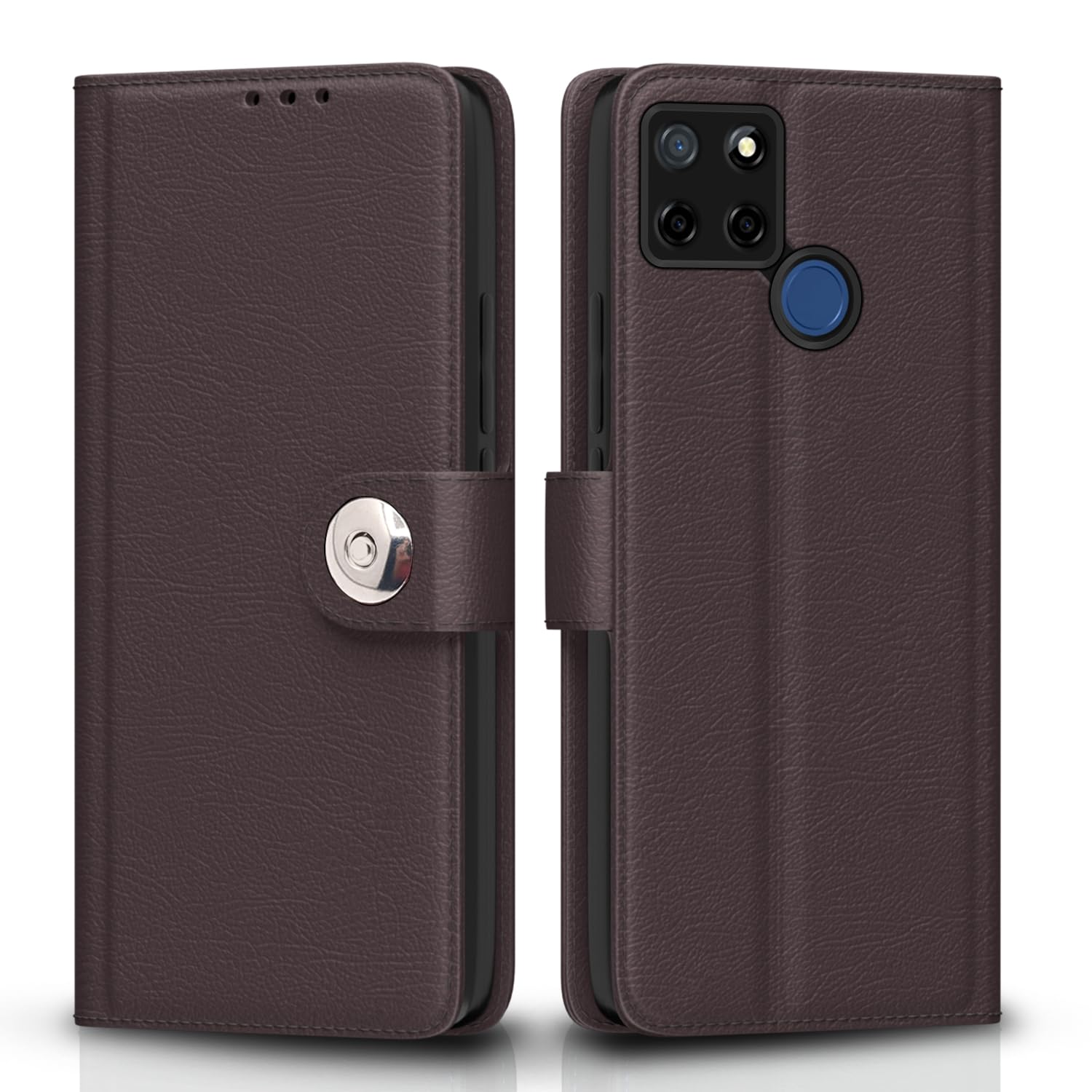 Realme C12/Narzo 20/Narzo 30A/C25 wallet flip cover in coffee by Pikkme