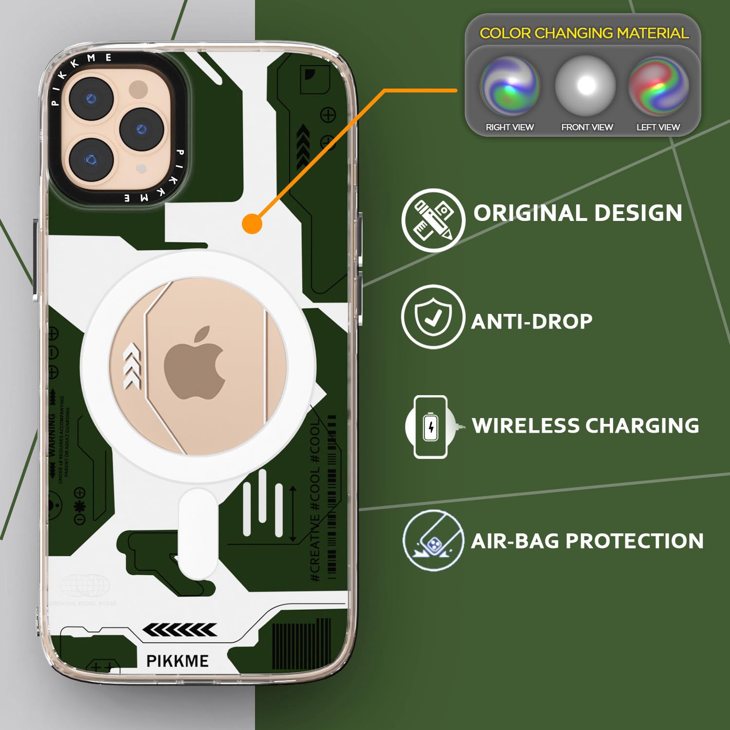 Pikkme iPhone 11 Pro Max Printmagsafe Back Cover (Green)