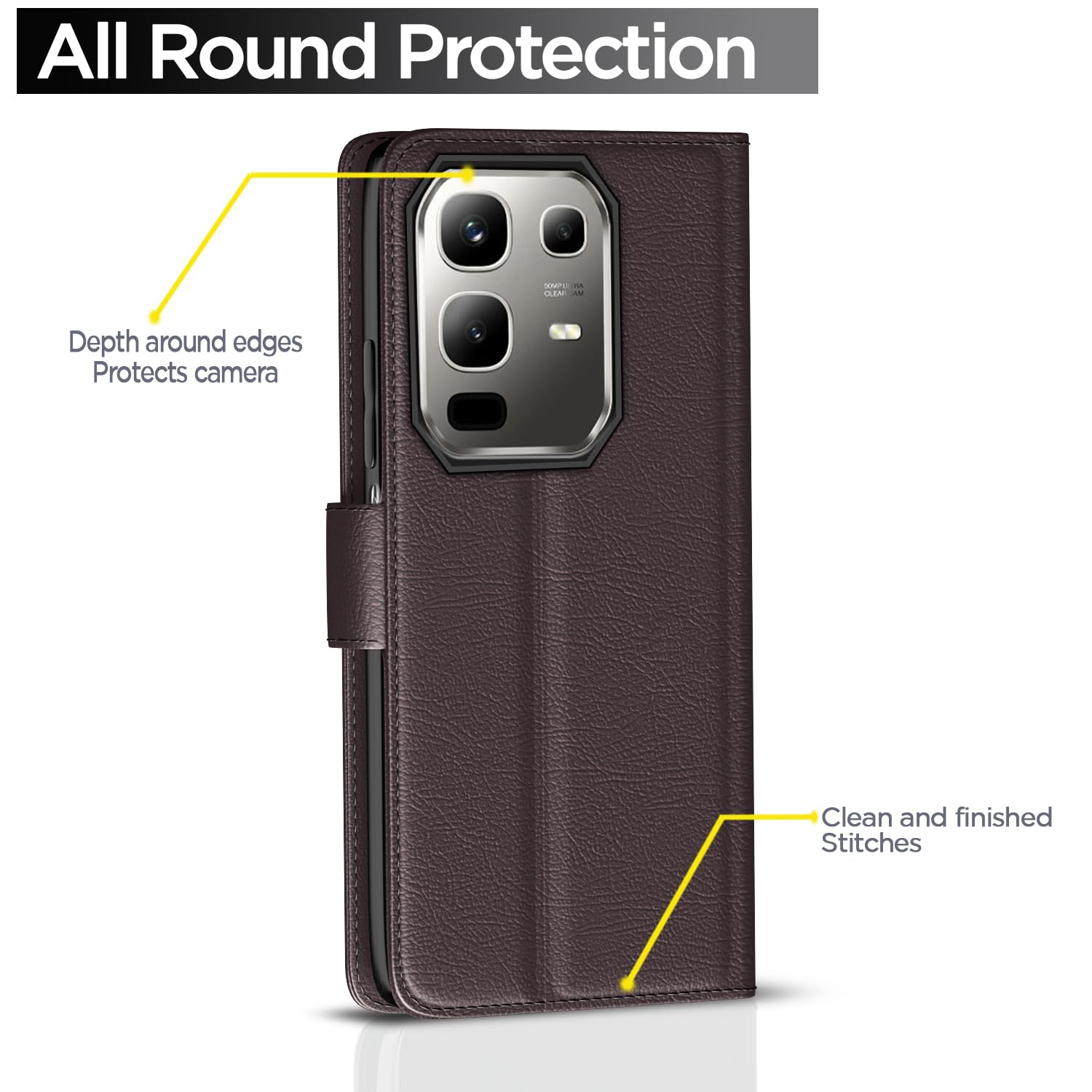 Pikkme Infinix Note 50x 5G Vintage Flip Cover (Coffee)