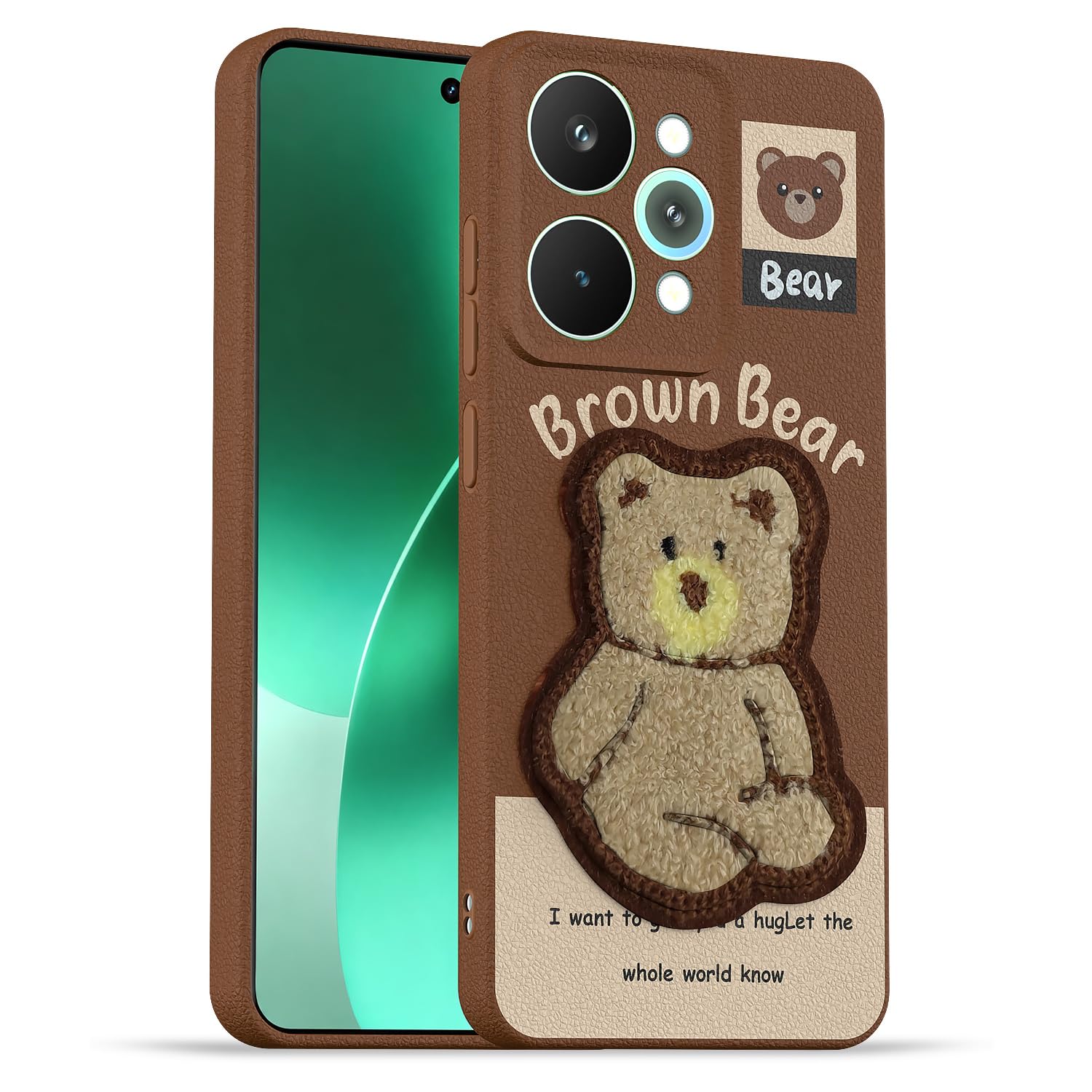 Pikkme Realme 15 Pro 5G Plush Patch brown mobile cover