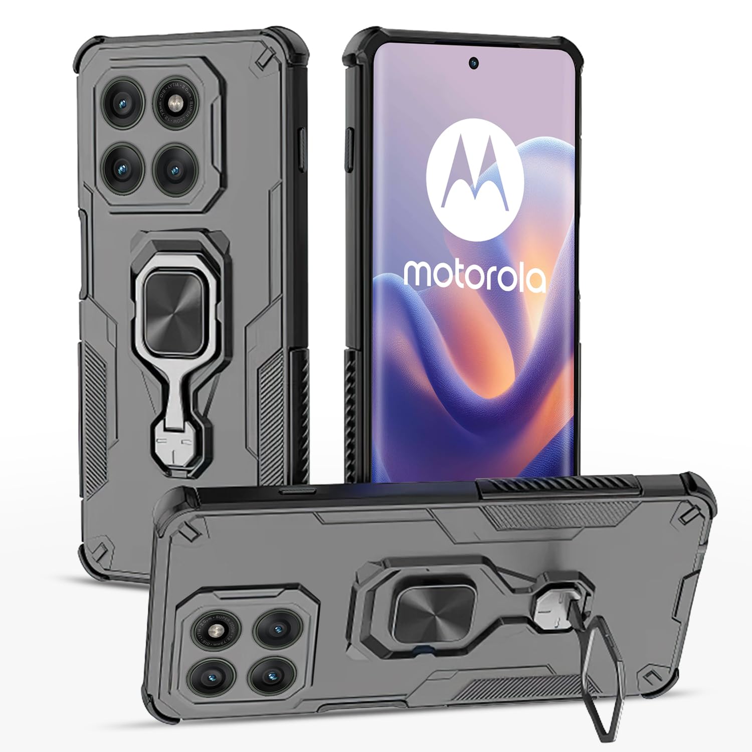 Black Tough Armor mobile cover for Moto Edge 60 Pro 5G – Pikkme