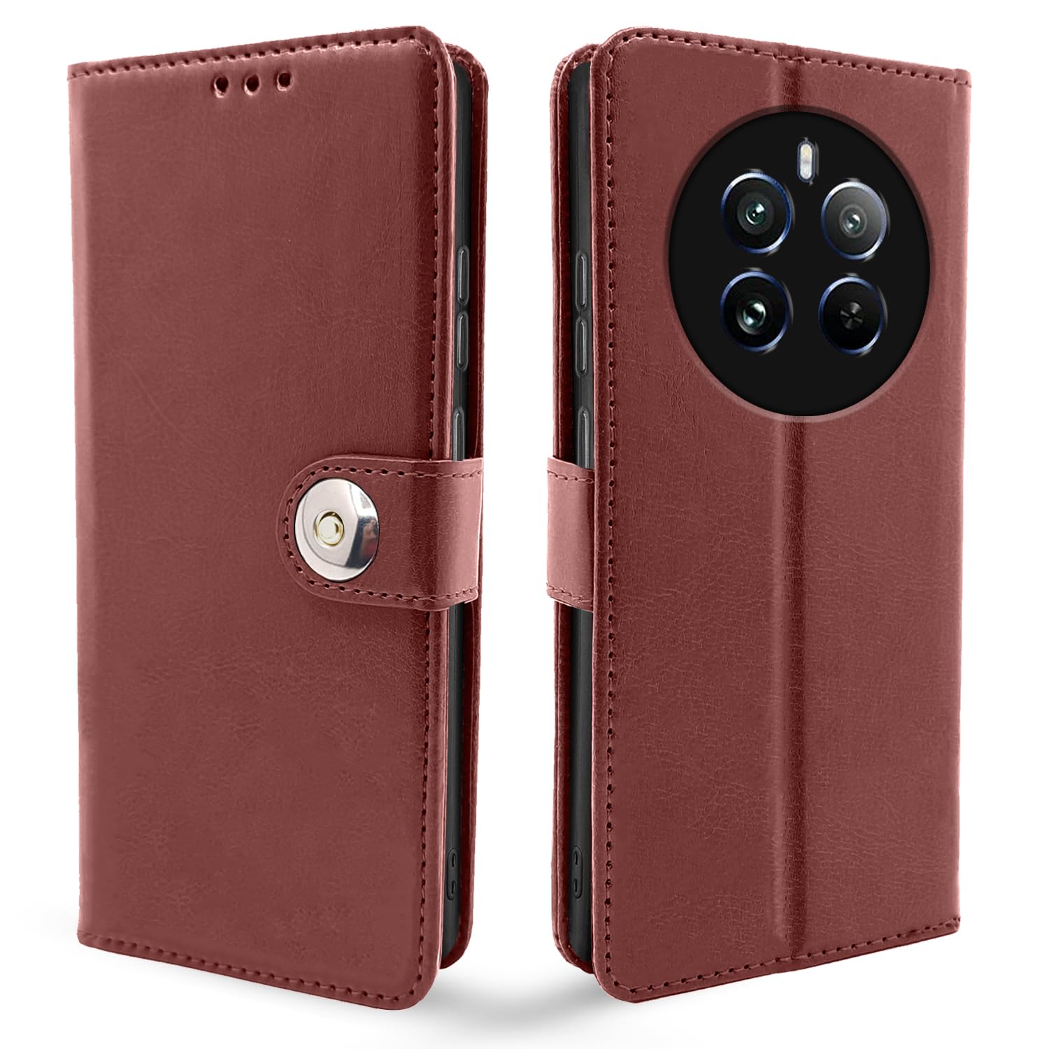 Pikkme brown Button flip cover for Realme 12 Pro/12 Pro Plus 5G
