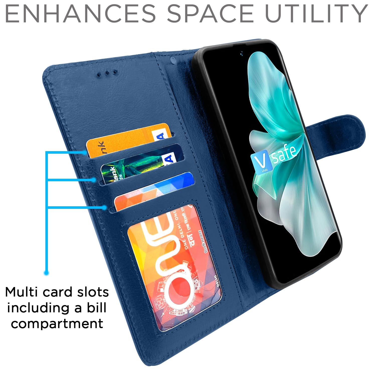 Pikkme Vivo V30 5G / V30 Pro 5G Vintage Flip Cover| Blue