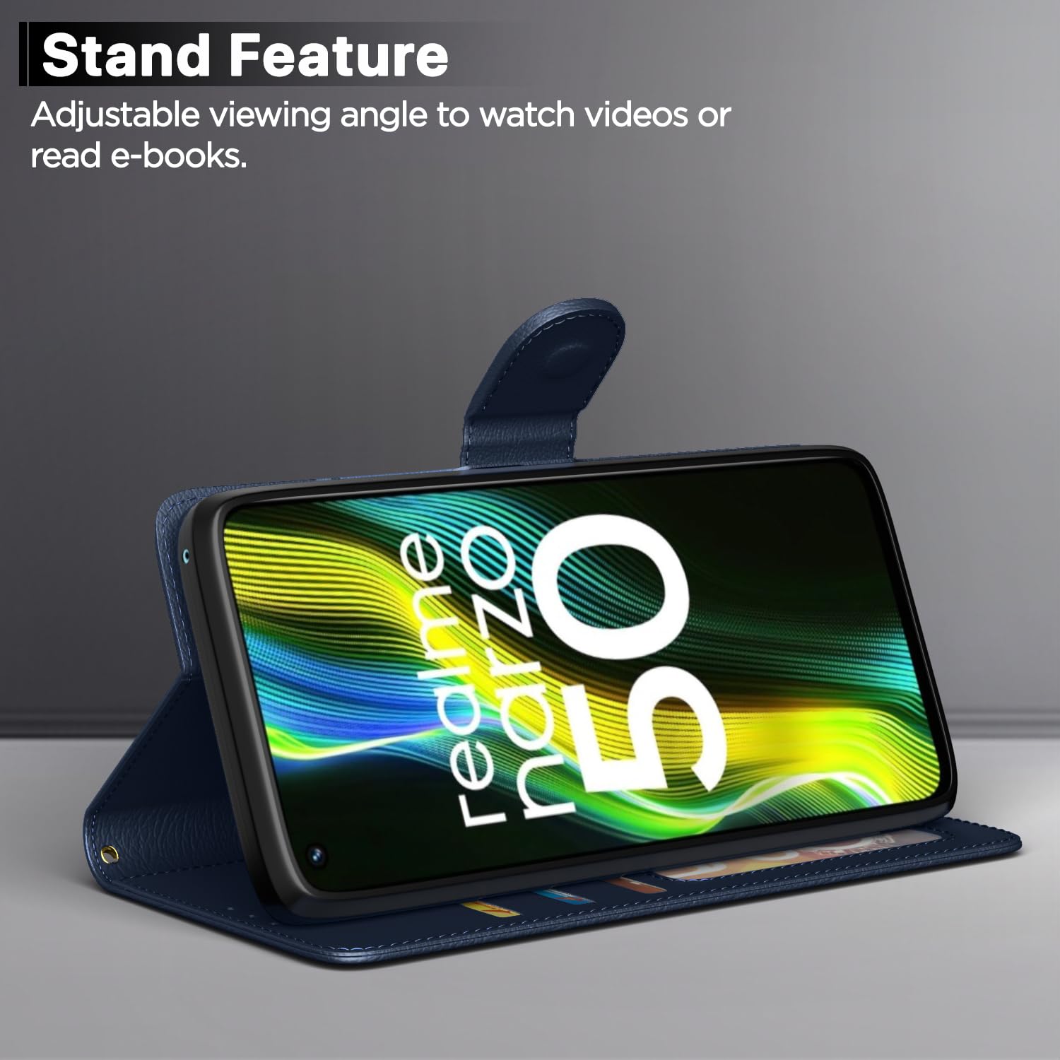 Blue mobile flip cover for Realme Narzo 50 5G/Oppo K10 5G/Oppo A57 – Pikkme – photo 3