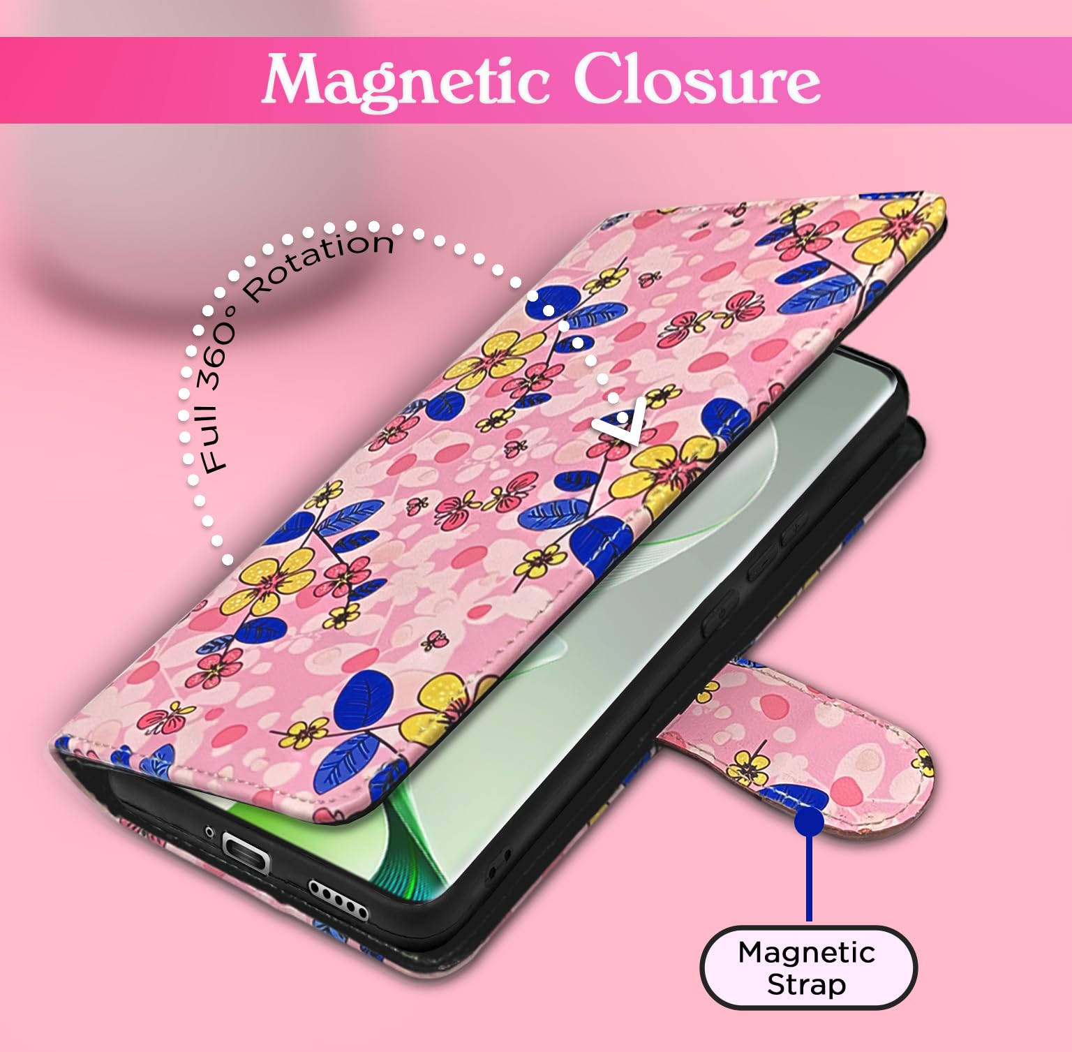 Pikkme pink flower flip case for Vivo V40e/iQOO Z9s 5G – photo 6