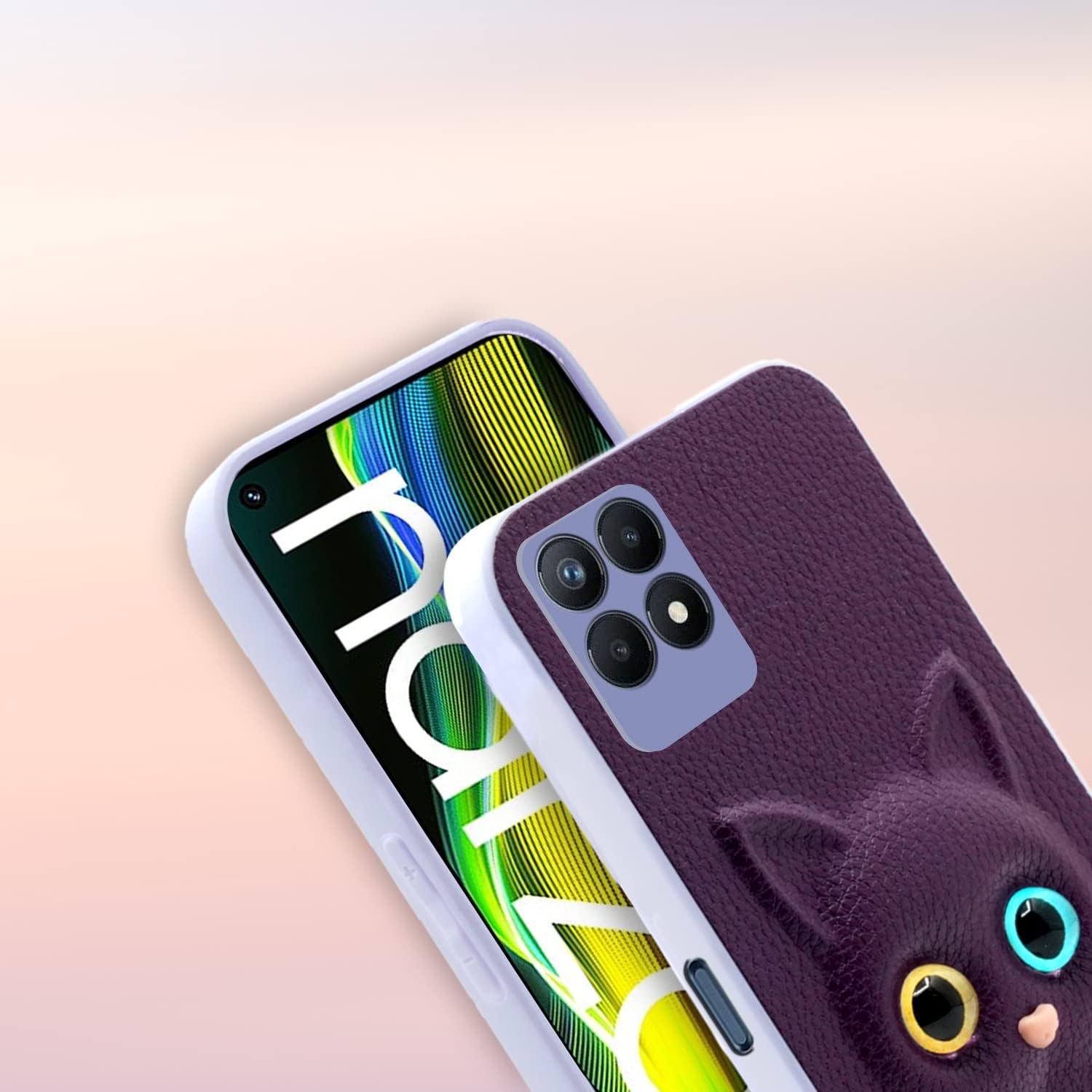Pikkme Realme Narzo 50 4G / Realme 8i 4G Kitty Back Cover (Purple)