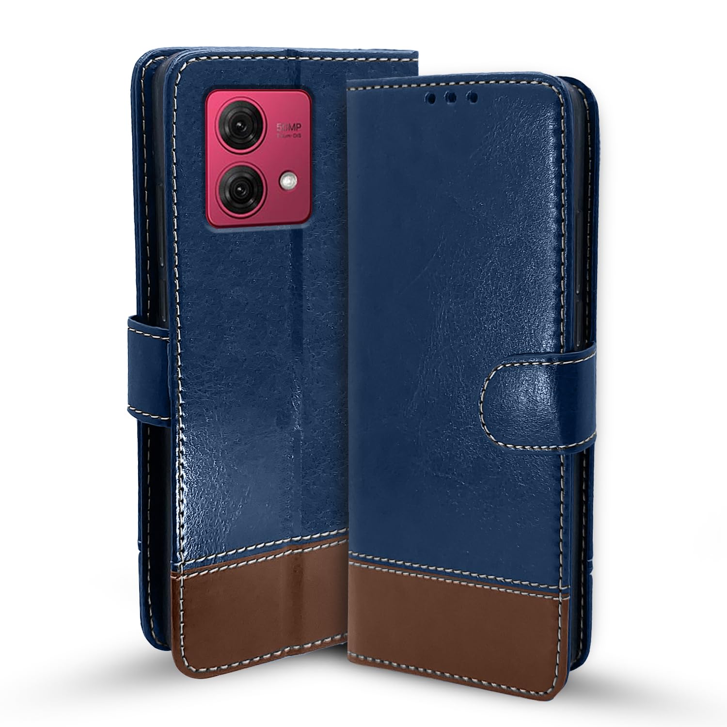 Blue & brown flip case for Moto G84 5G – Pikkme