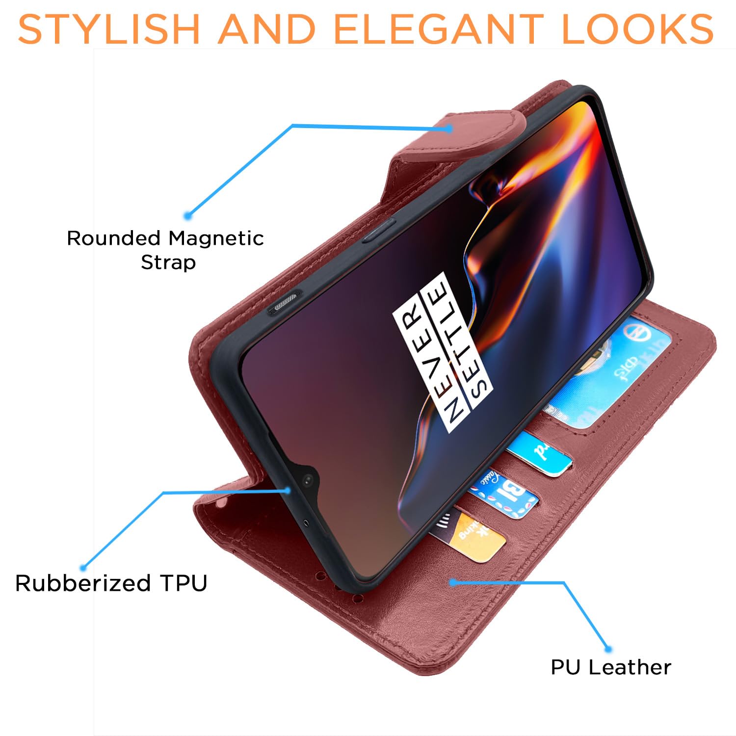 Pikkme OnePlus 6T brown flip case – photo 4